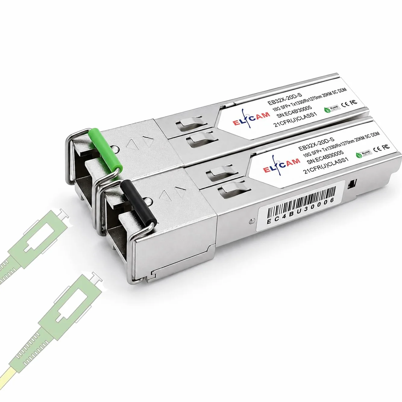 Elfcam 10Gbps SFP+ BIDI Transceiver Module SC Simplex Single Mode 20KM DDM Compatible Cisco Mikrotik D-Link
