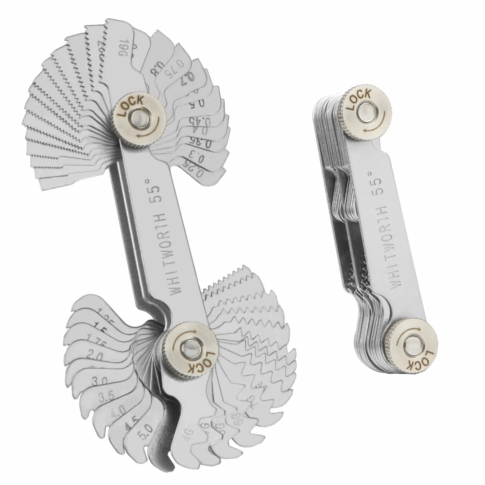 Misuratore di Filettatura 52 Pezzi Calibro a Tappo Filettato Acciaio Inossidabile Metriche 60° Whitworth 55°