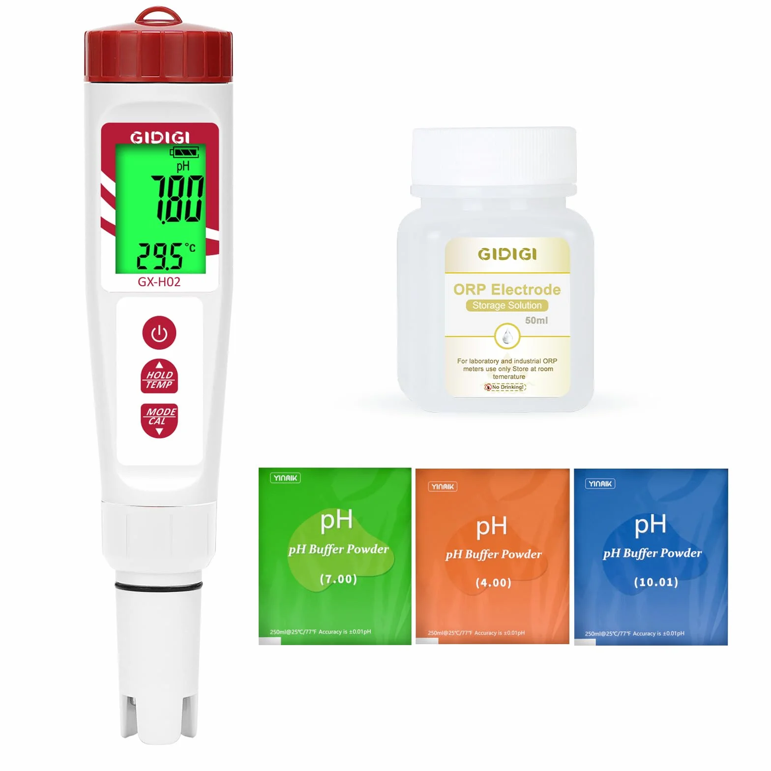 Tester di idrogeno per acqua, misuratore di pH GIDIGI, misuratore di qualità dell'acqua digitale pH/ORP/H2/Temp con ATC, tester ORP, tester di idrogeno ad alta precisione per acqua potabile idroponica