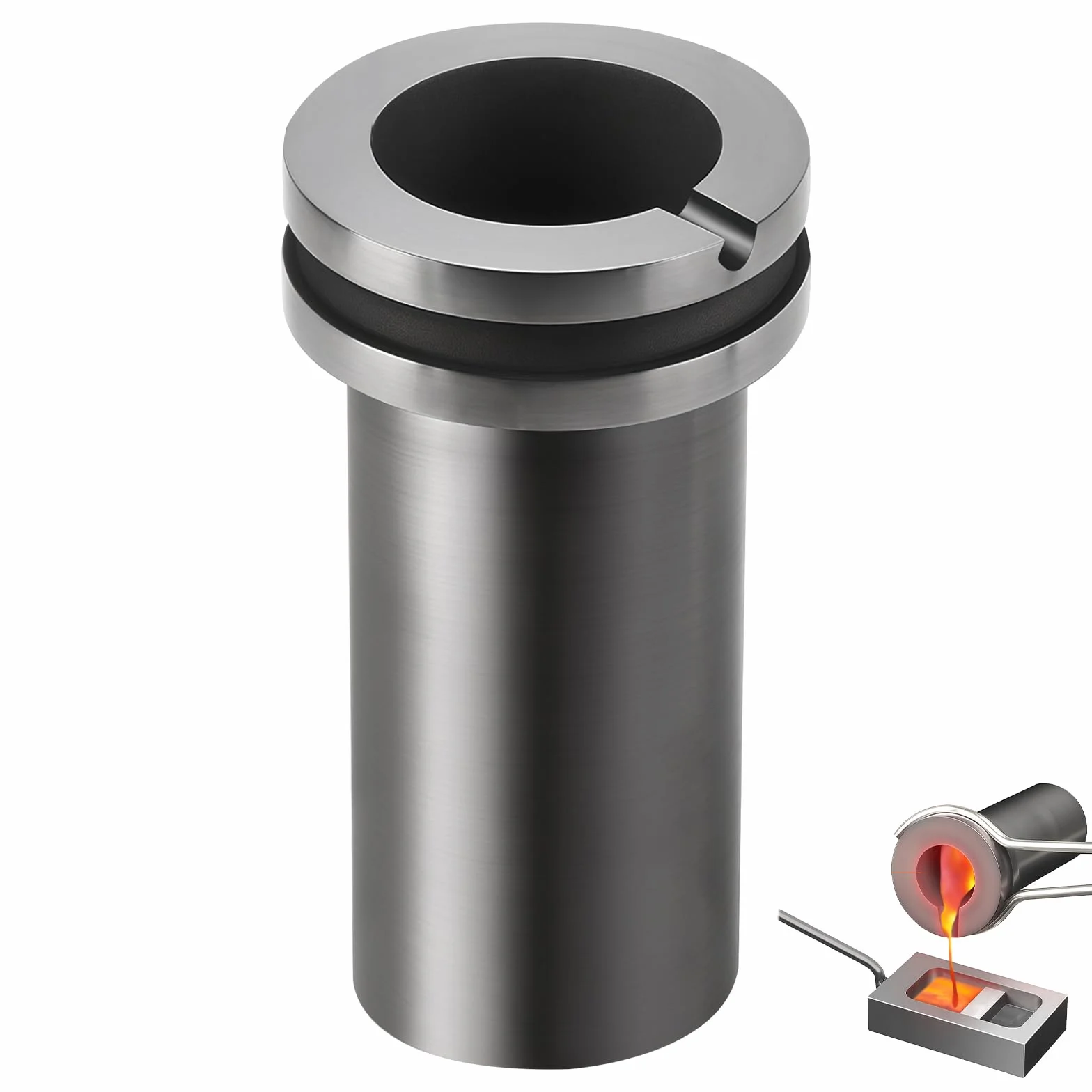 Graphite Crucible: 1 kg di resistente alle alte temperature in grafite, crocifisso in grafite per oro, argento, ottone, alluminio, gioielli, forni da colata, utensili, metallo, fusione