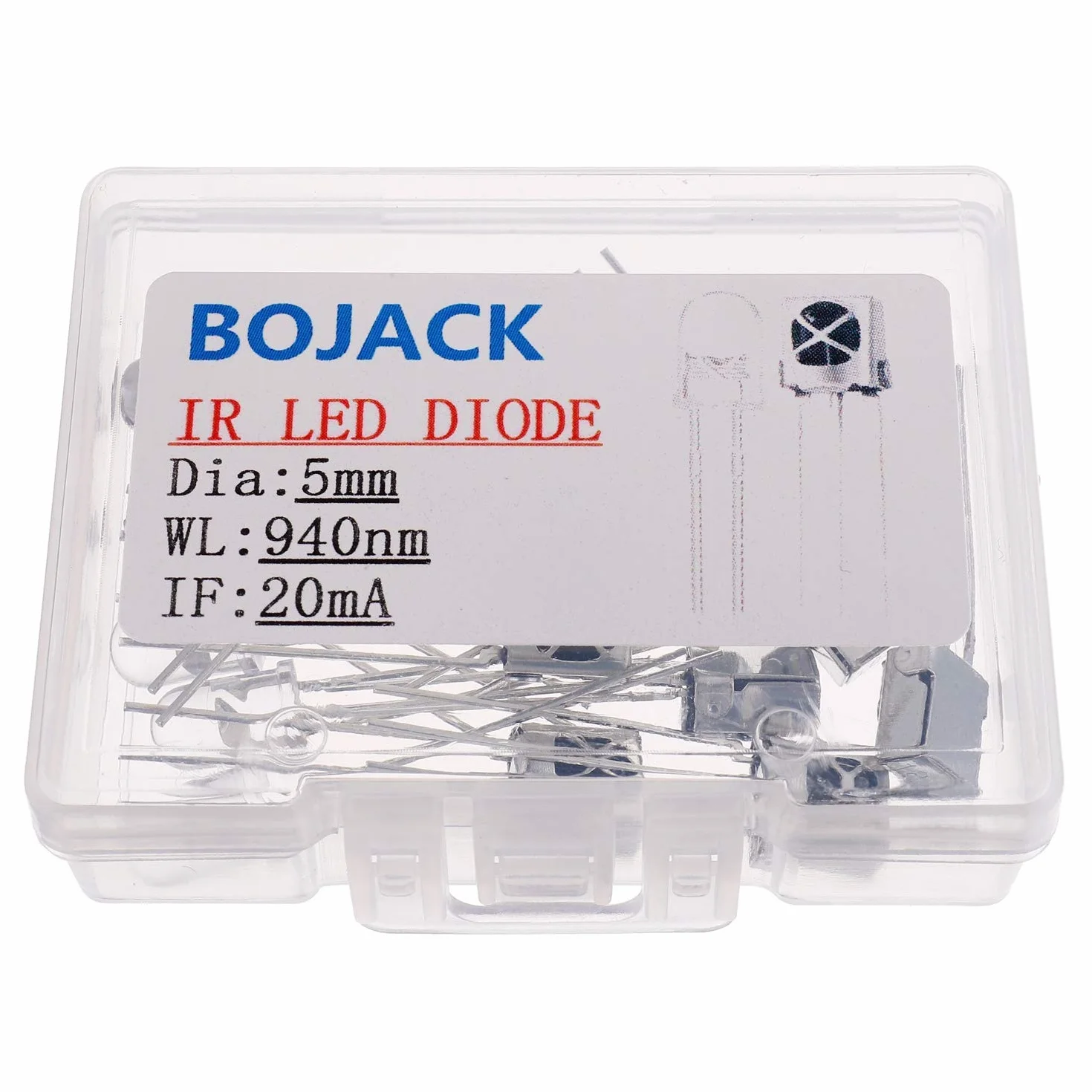 BOJACK LED Emettitore a infrarossi e diodo ricevitore IR, LED Emissione a infrarossi e tubo ricevitore per Arduino （confezione da 10 paia）