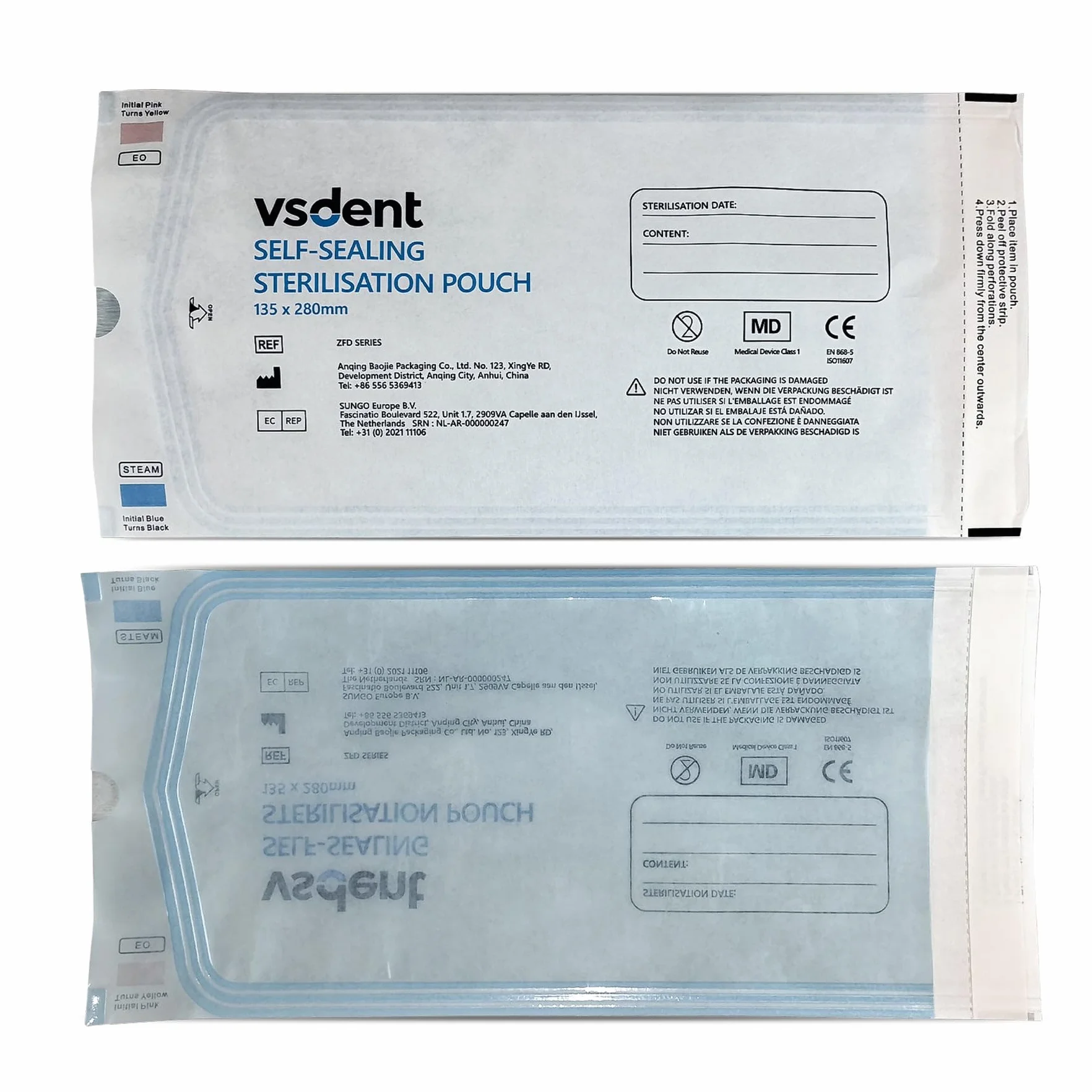 Sacchetti per autosterilizzazione, 135 x 280 mm, confezione da 200