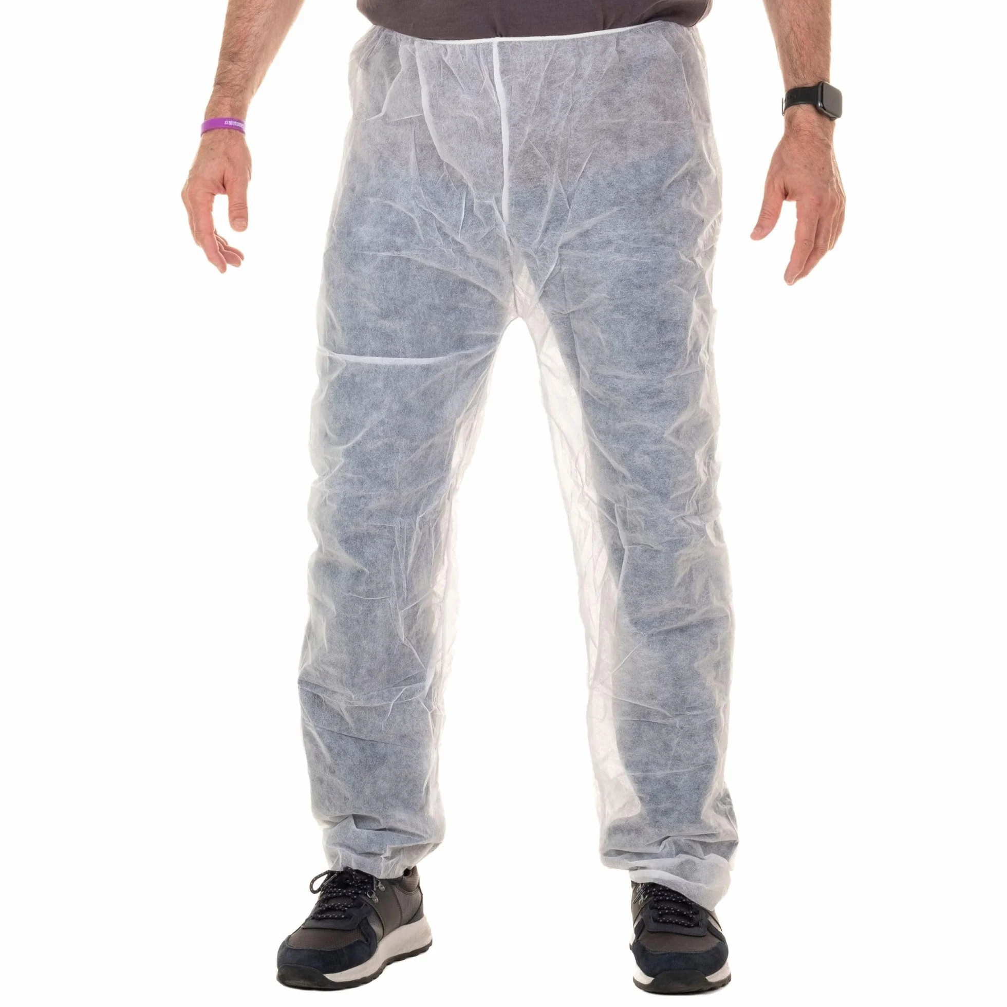 XARA Pantaloni Protettivi Monouso in TNT 30 g - Taglia XL - 115x65 cm - Pack 10 - Ipoallergenici e Traspiranti - 100% Riciclabili - Colore Bianco