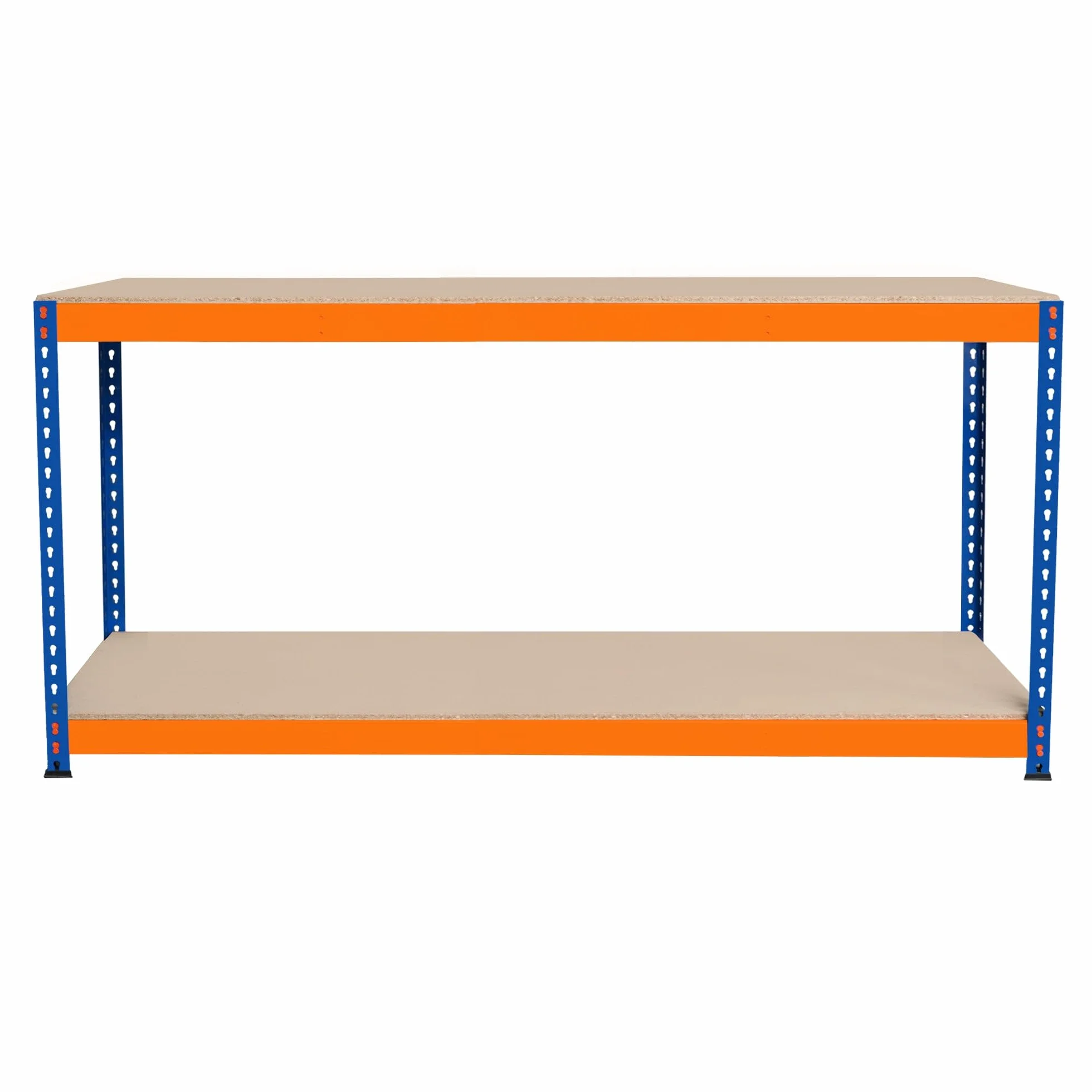 Banco da Lavoro Garage 180x45x90cm - 2 Ripiani, Acciaio Rinforzato, 300kg/Ripiano, Montaggio Senza Bulloni, Layout Regolabile, Piedini in Gomma, 3 Barre di Supporto