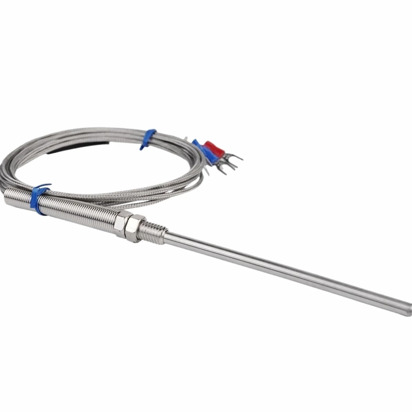 Sensore di temperatura PT100 con tubo sonda da 10 cm con schermo in acciaio inossidabile con cavo da 2 m 3 fili for regolatore di temperatura(Cable length 2m)