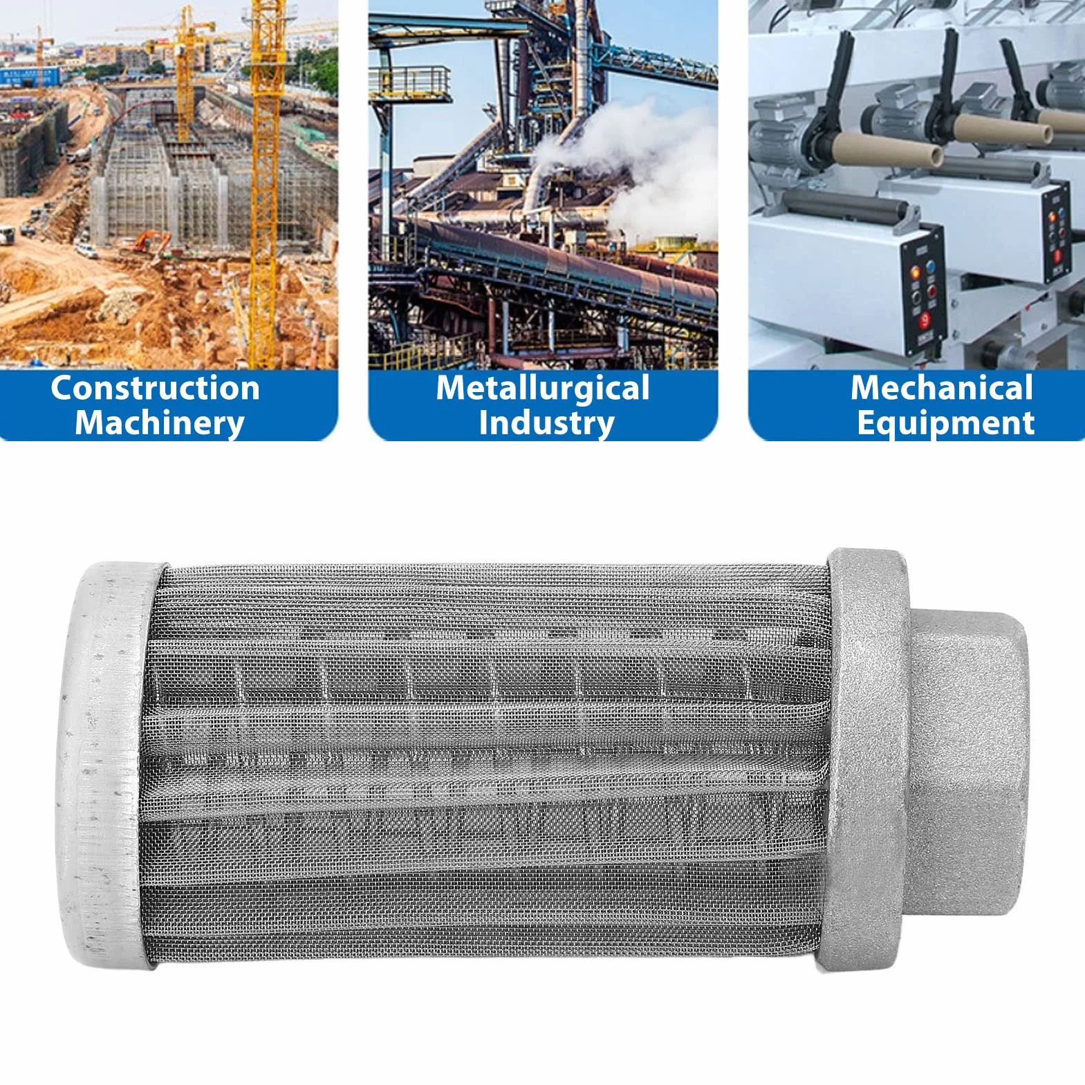 Filtro di Aspirazione Idraulico, Olio, Rete Acciaio Inossidabile, Collegamento Tubolare, per Generatore