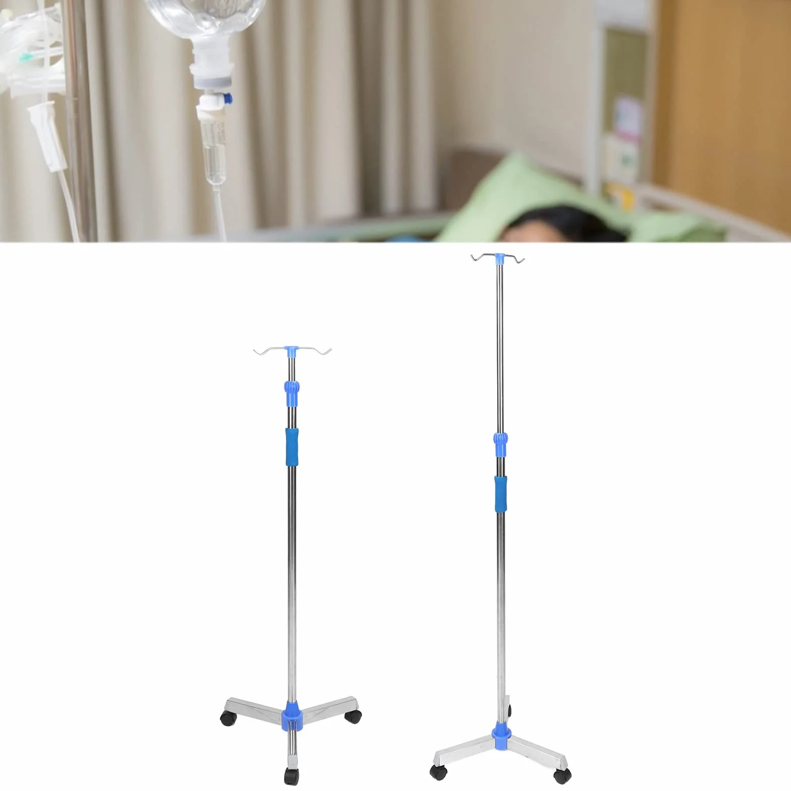 Asta Portaflebo, Asta per Sacca Portaflebo Resistente Alla Corrosione Telescopica Stabile Elevata tenacità Stabile Pavimento Robusto per Anziani per Ospedale