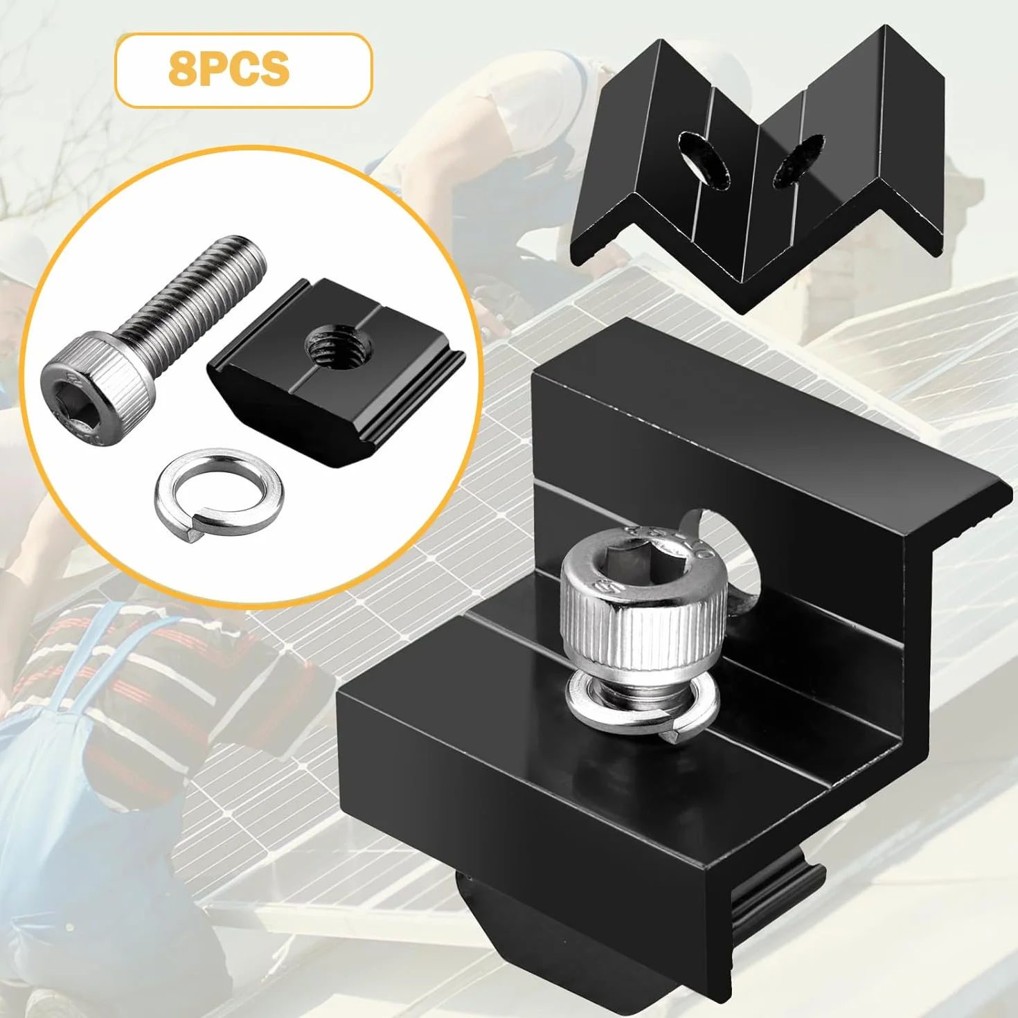 Kit Morsetto Solare Regolabile 30 mm per Pannelli Solari Staffa Z di Montaggio con Dadi e Viti