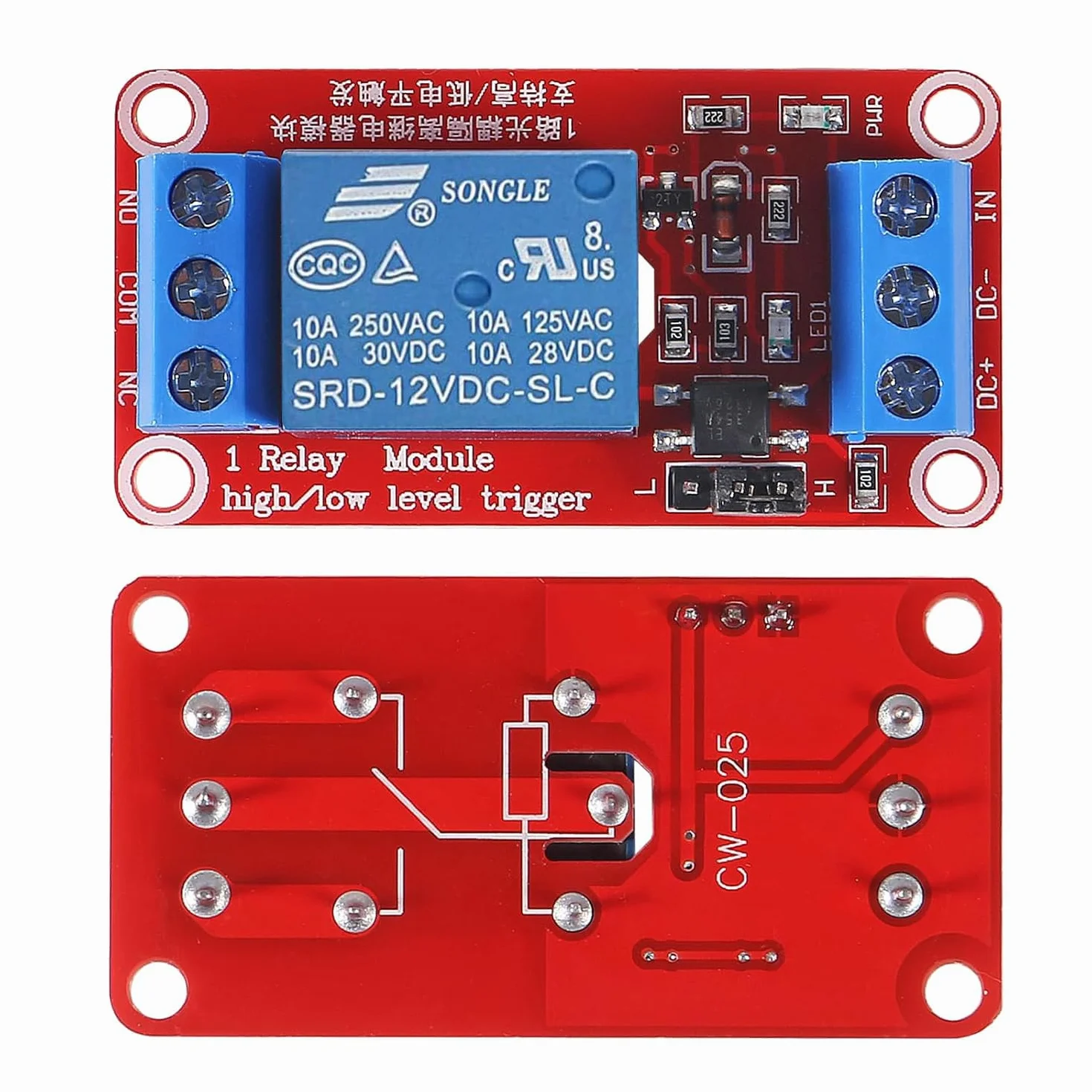RUNCCI-YUN 5 Pezzi Modulo Relè a 1 Canale 12V Trigger di Livello Alto e Basso con Isolamento Optoaccoppiatore per Relè Arduino