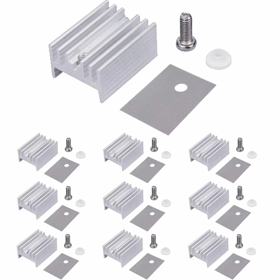 Dissipatore Termico Alluminio TO-220 Kit per Transistor MOSFET 10 Set Isolante