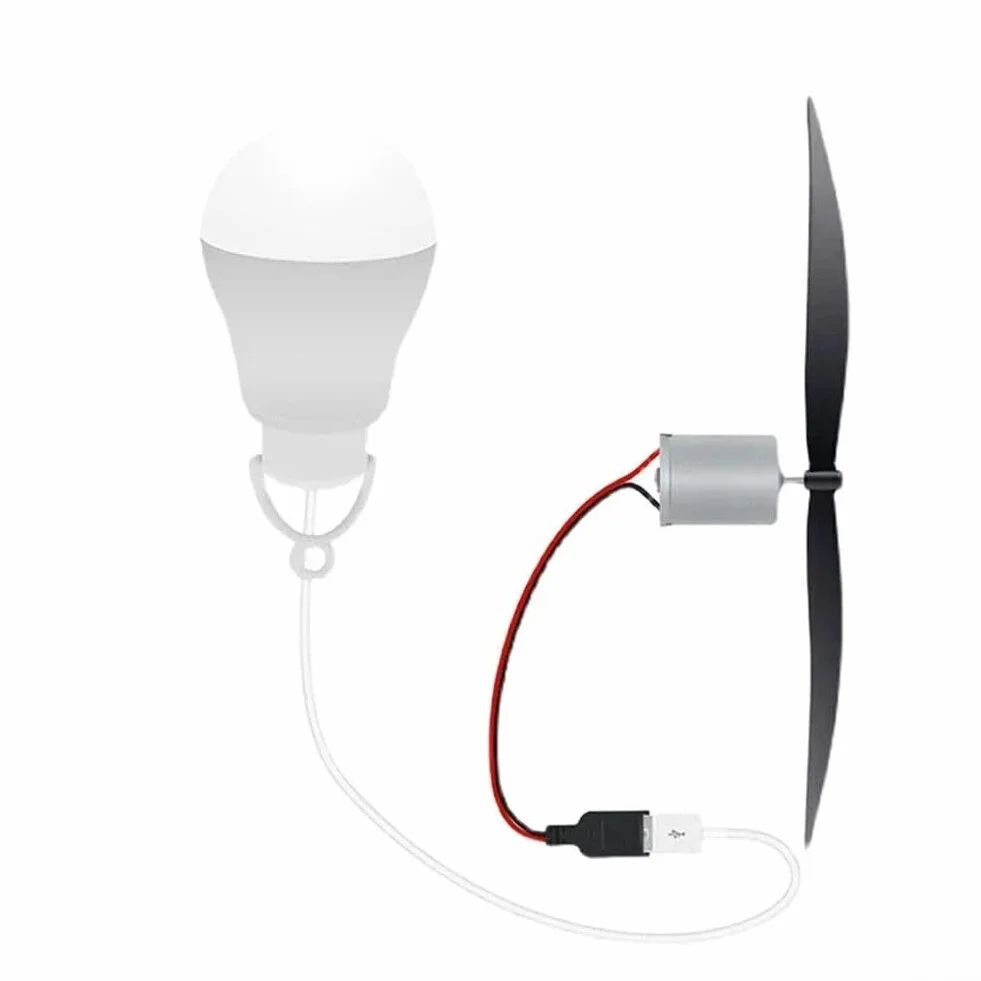 Kit generatore di energia eolica con luce LED USB, turbina eolica motorizzata, set educativo per l'apprendimento domestico con elica da 18 cm, telaio in ABS e metallo, luce da 5 W