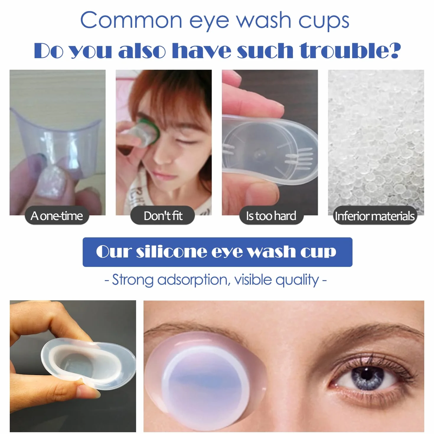Tazza Per Lavaggio Oculare Portatile in Silicone Morbida Riutilizzabile 8 ML 4 Pezzi