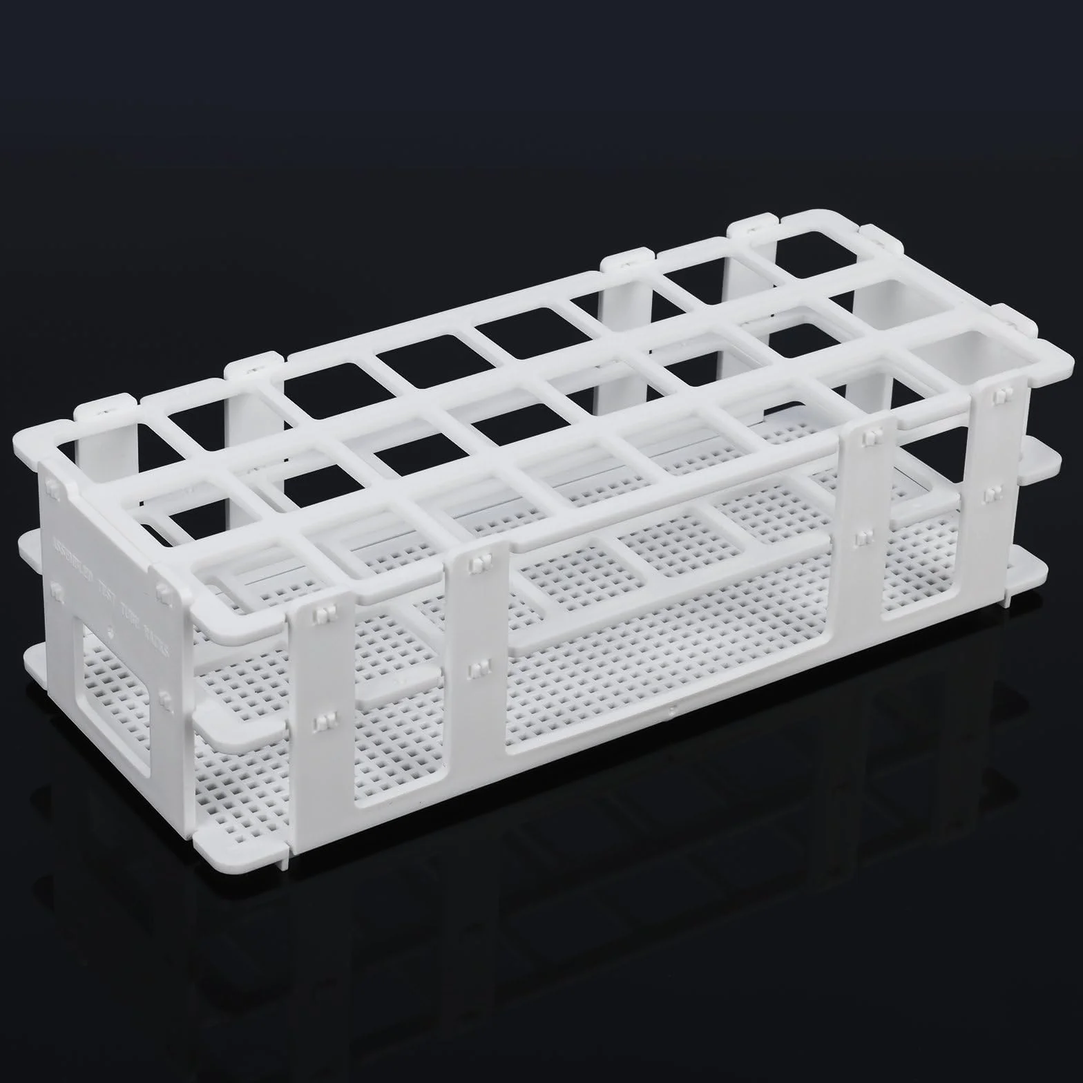 Stonylab Portaprovette 25 mm 24 Posti Supporto in Plastica Bianca Amovibile 3 Livelli da Laboratorio