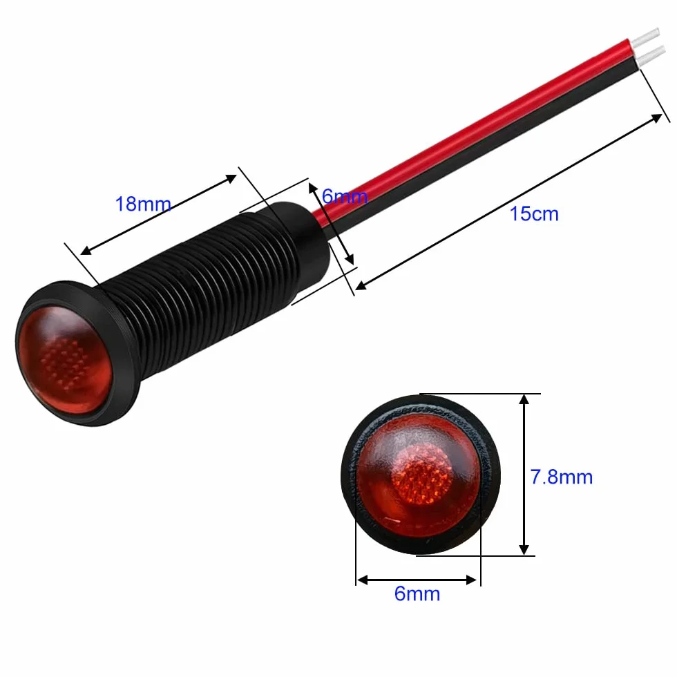 Gebildet 10pcs LED in Plastica Indicatore luminoso 110-220V Dimensione foro di Montaggio 6mm(Rosso)