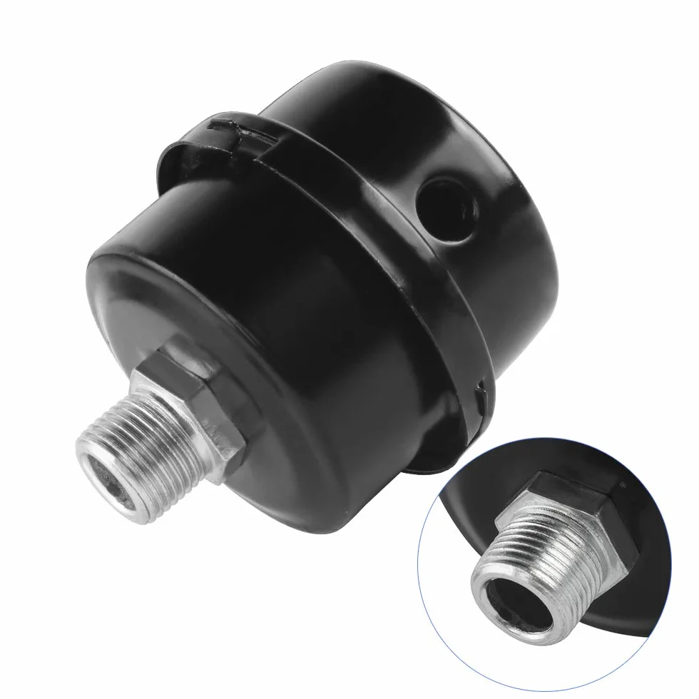 Silenziatore per compressore d'aria Filtro aspirazione metallo nero filettato 3/8" 16mm