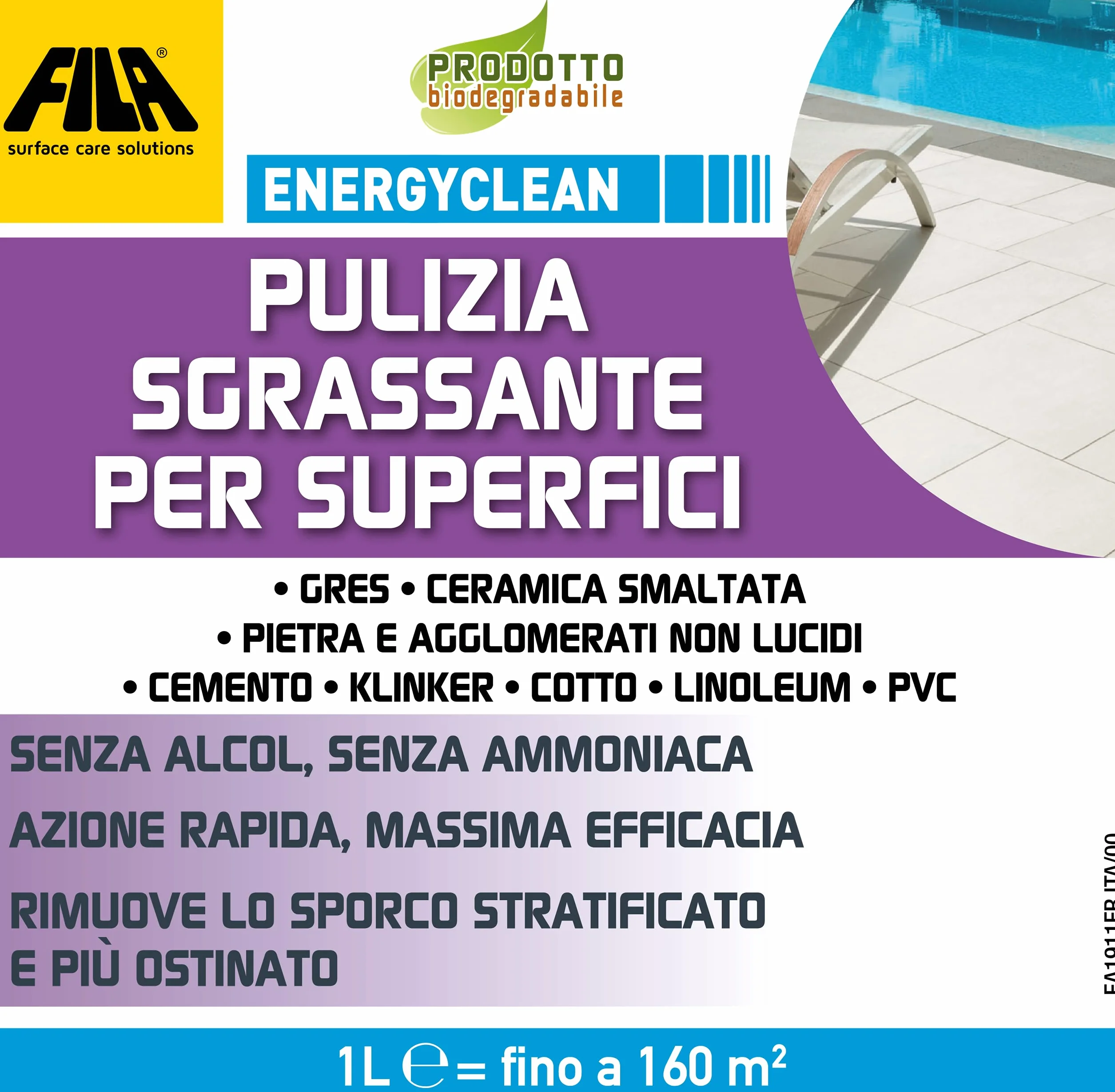 FILA ENERGYCLEAN Detergente Sgrassante per Superfici, Incolore, 1 Litro