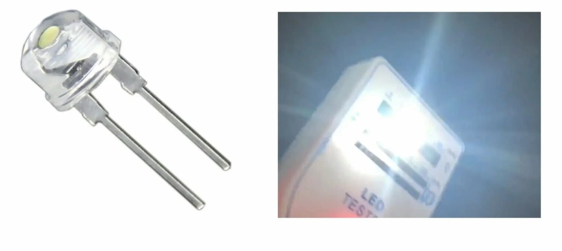 10 LED 8mm BIANCHI 6000K 0.5W lampada alta luminosità diodi bianco luce