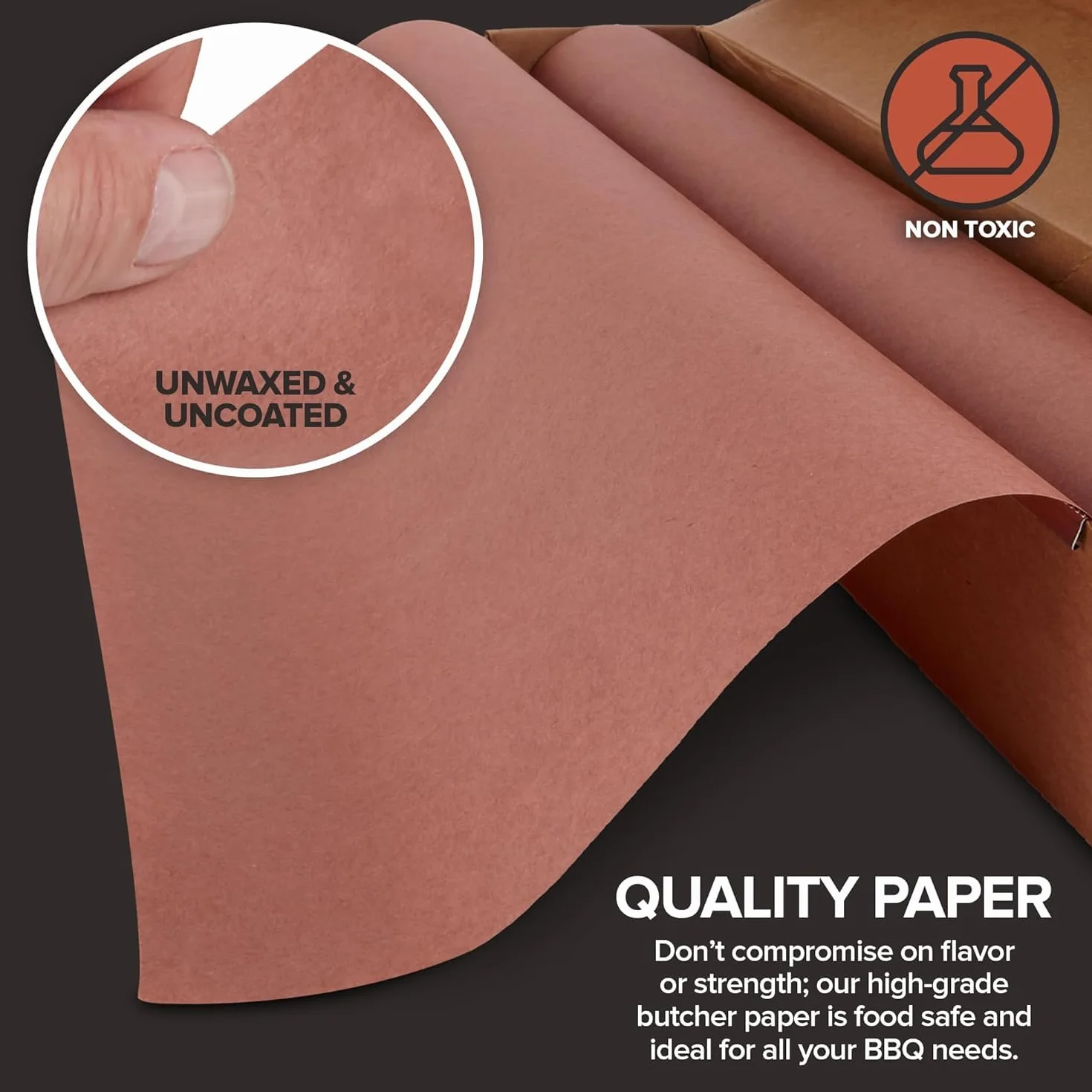 LATERN Rotolo di Carta da Macellaio, 30CM x 18M Carta Kraft per Uso Alimentare Non Sbiancata Non Cerata Non-Patinata Cartas da Macellaio per Affumicatore Barbecue Grigliate Affumicatura Cottura Carni