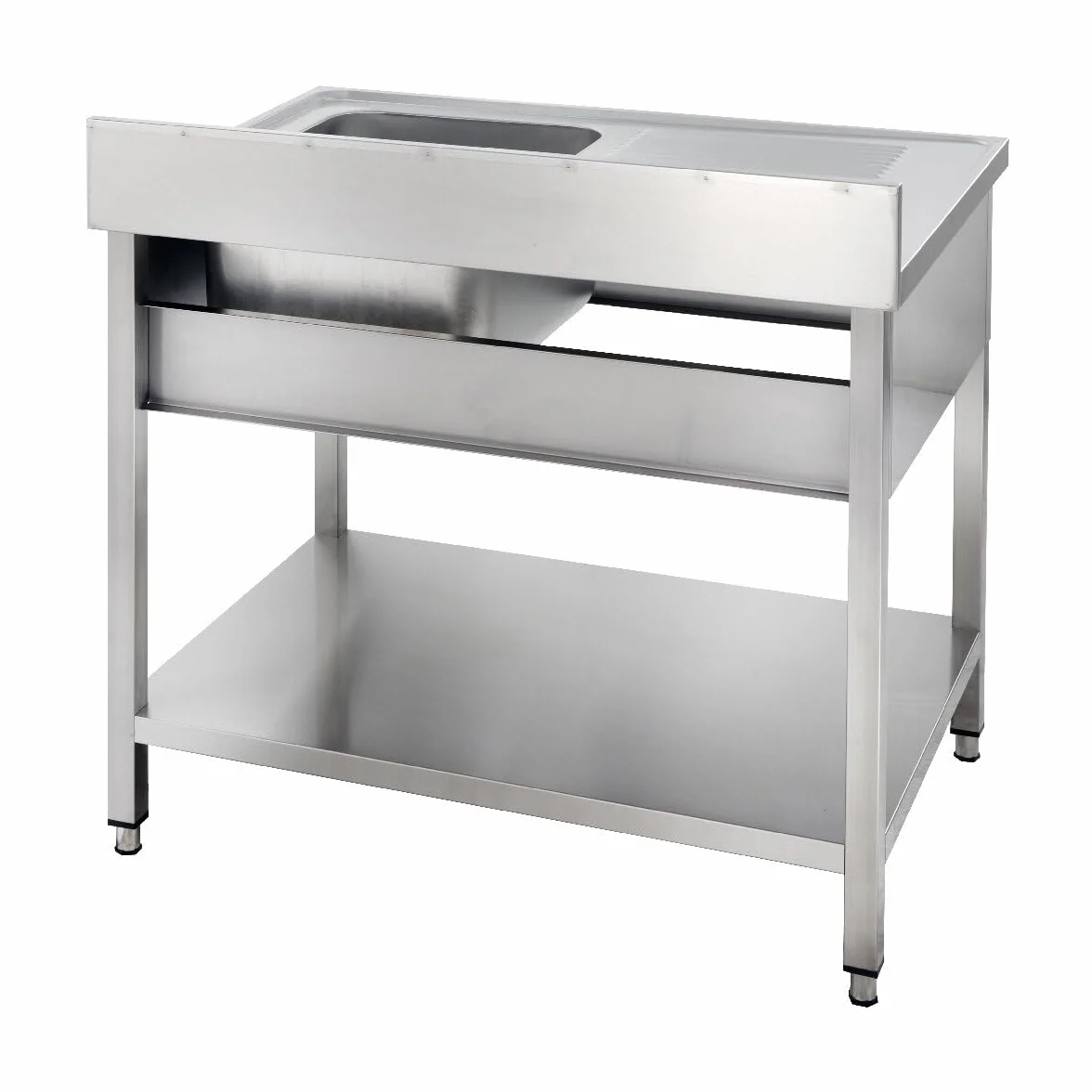 GastroHero Lavello da cucina in acciaio inox, 120 x 70 cm, con lavello destro, in acciaio inox con base