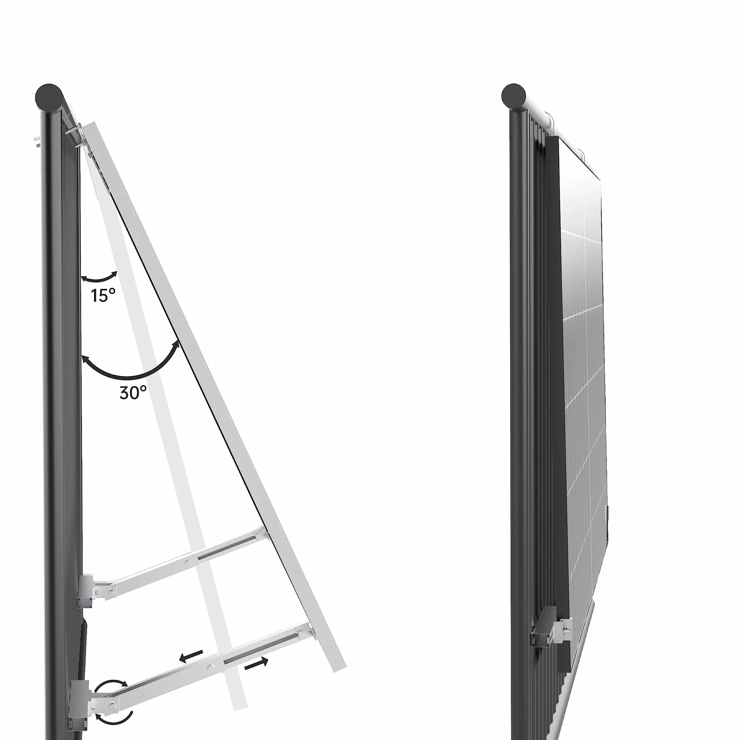 Supporto per centrali elettriche da balcone in lega di alluminio, angolo regolabile 0° 15-30°