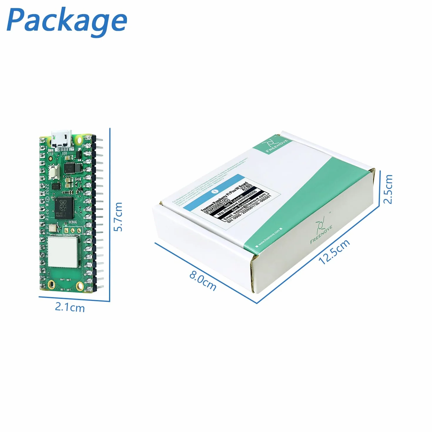 Freenove Raspberry Pi Pico W Board Pre-Soldered Header, Dual-core Arm Cortex-M0+ Microcontroller