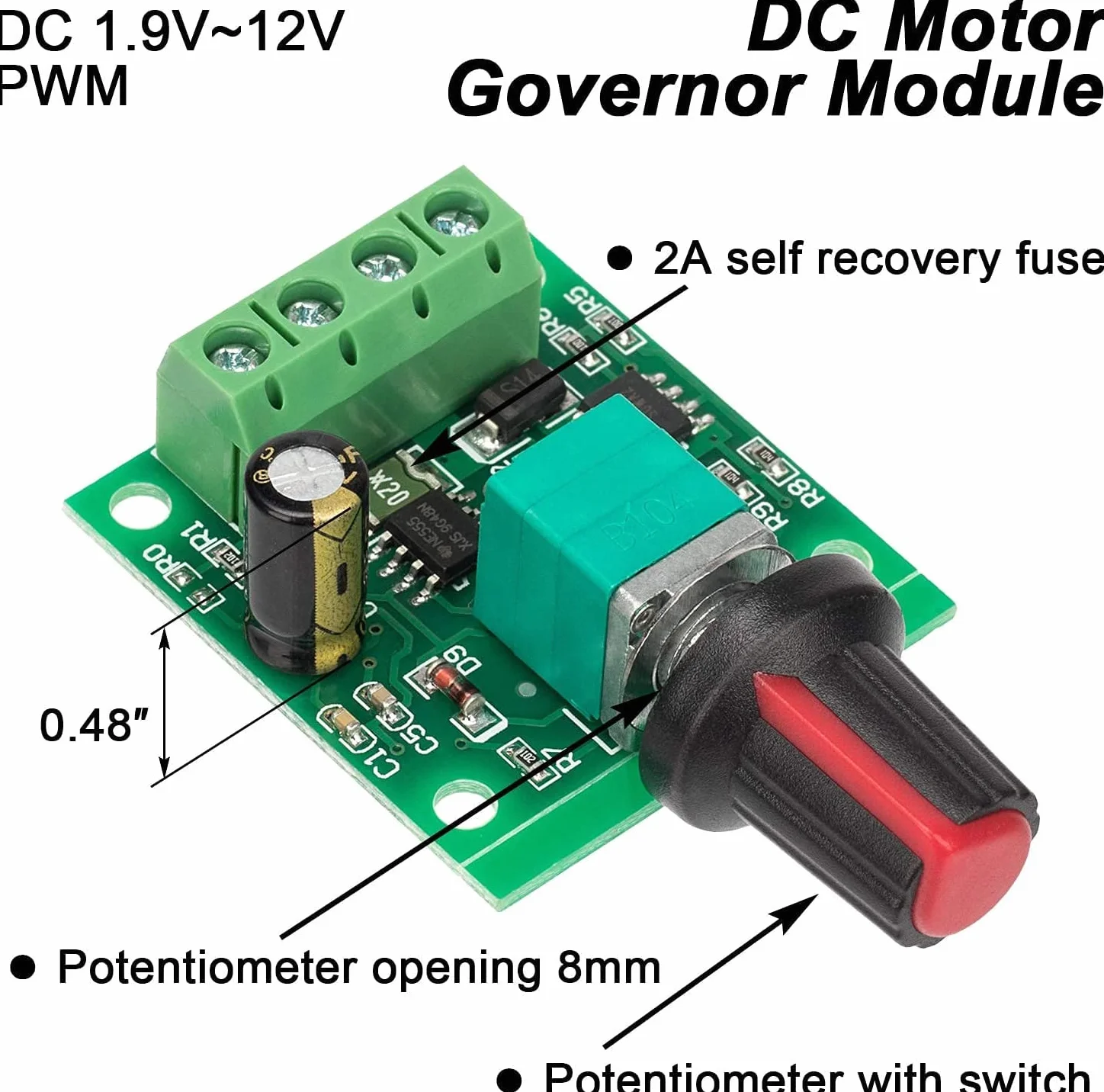 RUNCCI-YUN 2pcs Controller di Velocità PWM Motore DC,potenziometro 12 volt,regolatore di tensione 12v,Regolatore di Tensione Variabile1.8v-12v,Modulo Interruttore Regolabile Velocità