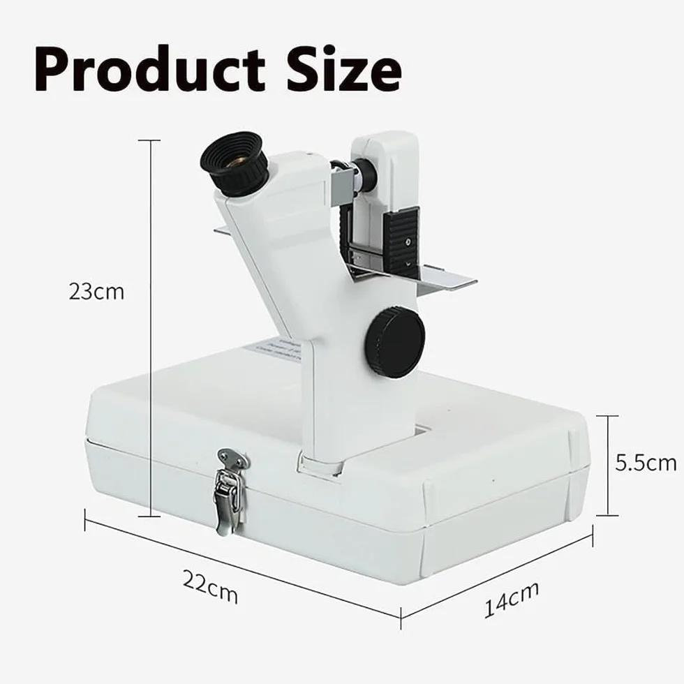 Macchina optometrica elettrica Portatile, frontifocometro Ottico con Lettura Regolabile e Scala precisa, Test Lenti da 20 mm a 80 mm, oculare Regolabile intervallo 0~+15D (-15D).