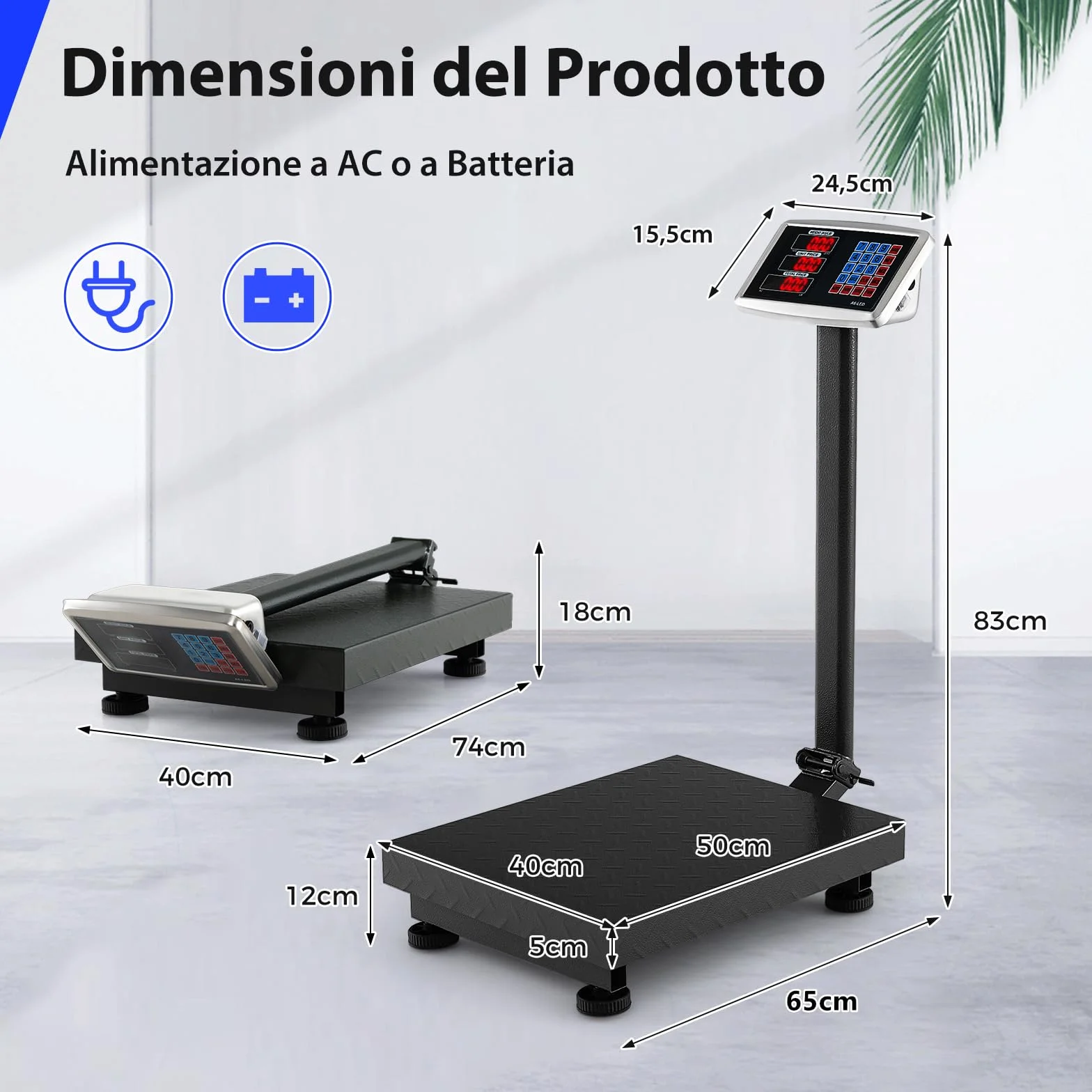 GYMAX Bilancia Digitale 300 kg, Elettronica con Calcolatore Prezzi, Conversione LB/KG, Precisione 50 g, Pieghevole