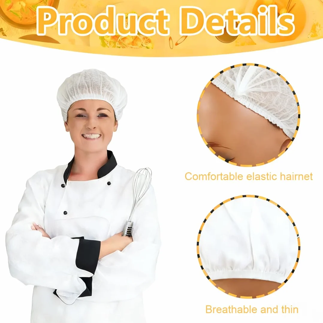 Rete Elastica Per Capelli Cucina Cappello Da Cuoco Unisex Regolabile Riutilizzabile Lavabile 4 Pezzi