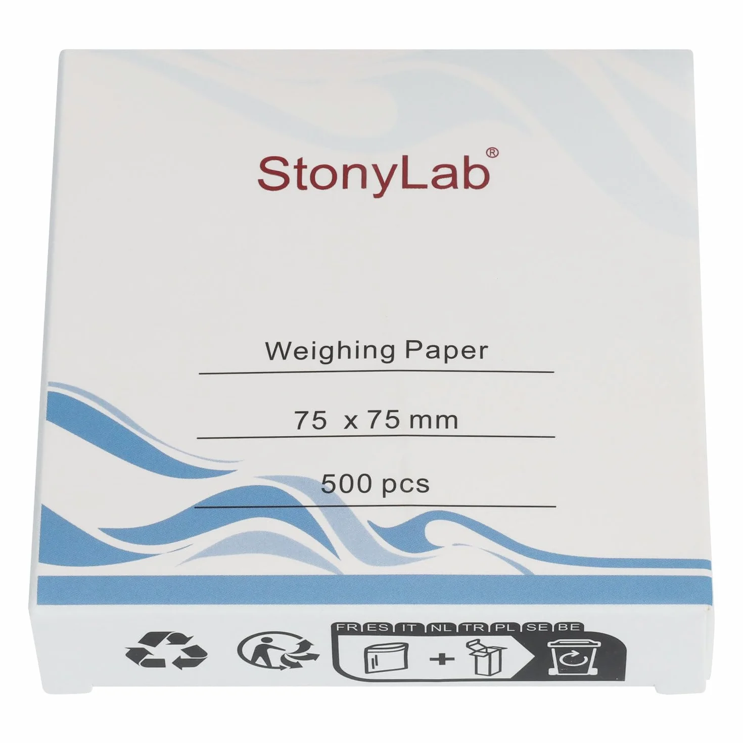 stonylab Carta da Pesata, 75 x 75 mm Carte Campione Senza Azoto per Bilancia Analitica, per Ricerca di Laboratorio, Confezione da 500