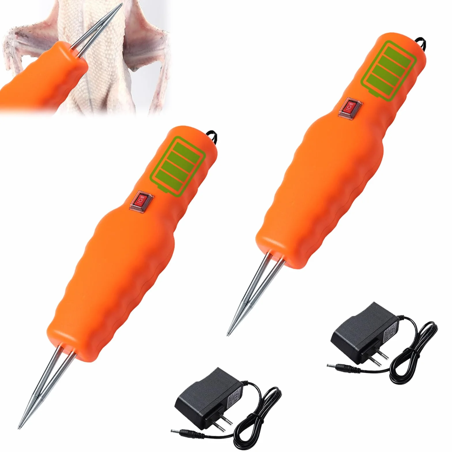 2 Pezzi Spiumatrice Elettrica Portatile per Pollame, Peli Corti per Polli, Anatre, Acciaio Inossidabile e Plastica, 240 Giri/min, 750 W, 0,4 kg