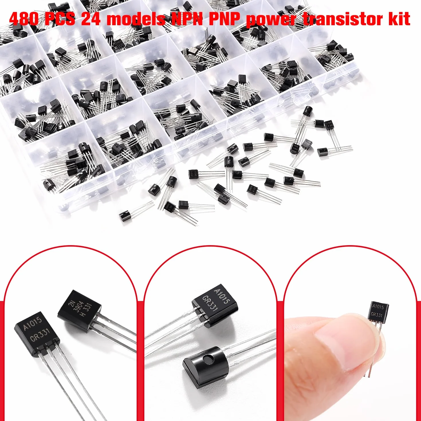 YIXISI 480 Pezzi Transistor Kit NPN PNP A1015 2N2222 2N2907 SS8550