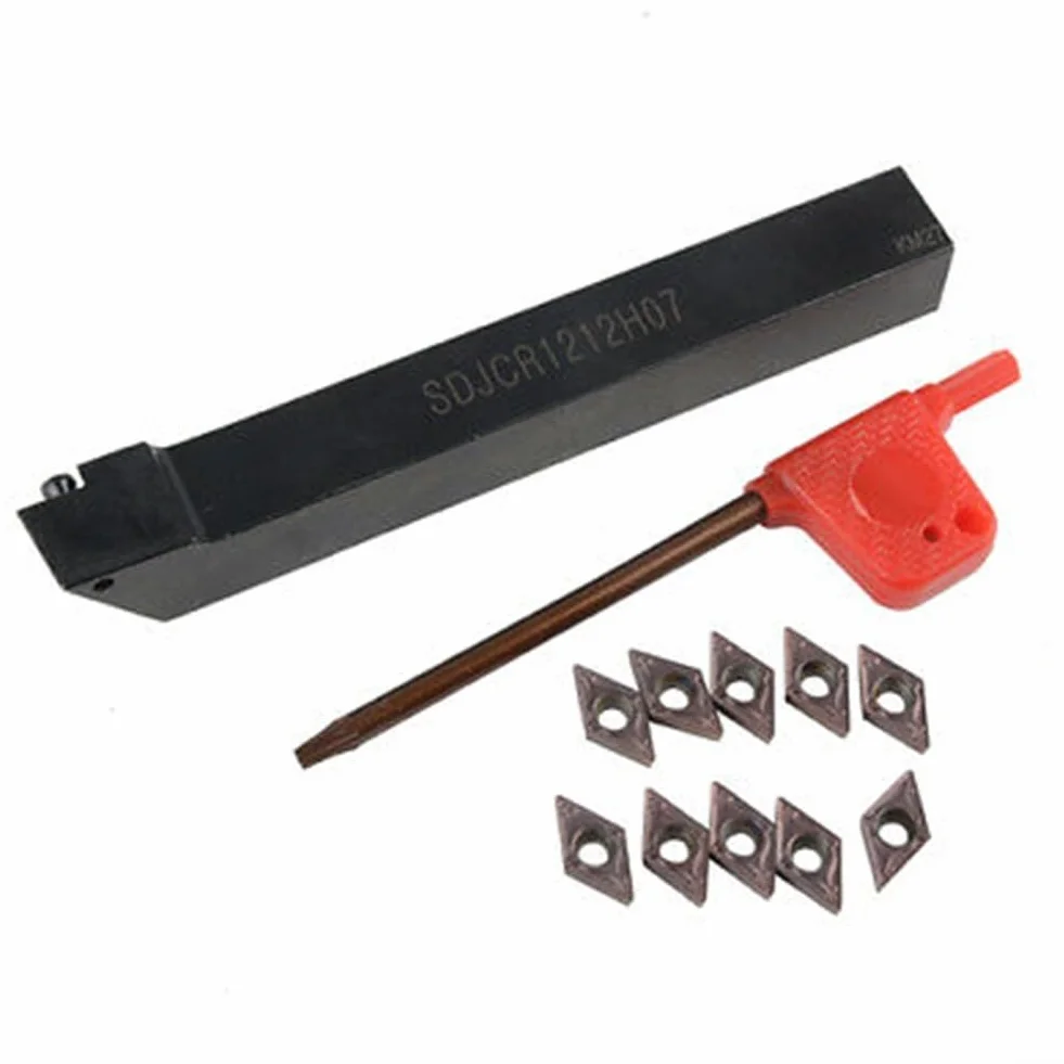 Barra di alesatura SDJCR1212H07 portautensili + 10 inserti in carburo DCMT0702