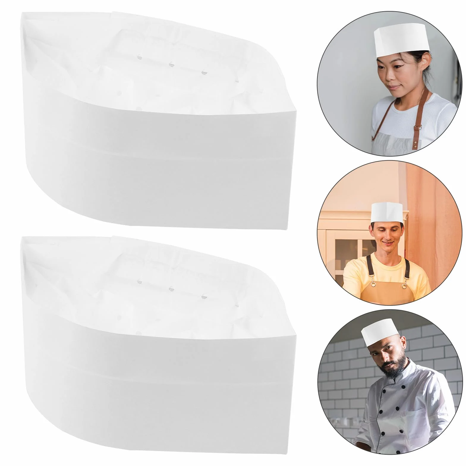 Cappello in Carta Bianco Usa e Getta 20 Pezzi 55cm per Cucine