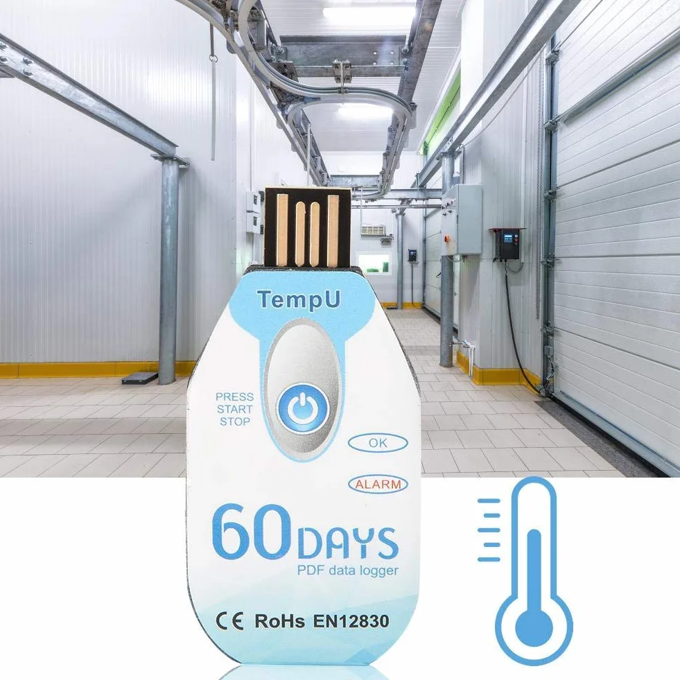 Walfront Registratore di Dati di Temperatura PDF Monouso Porta USB Porta 10000 Punti Utilizzati per Monitorare Il Processo di Trasporto e Conservazione degli Alimenti