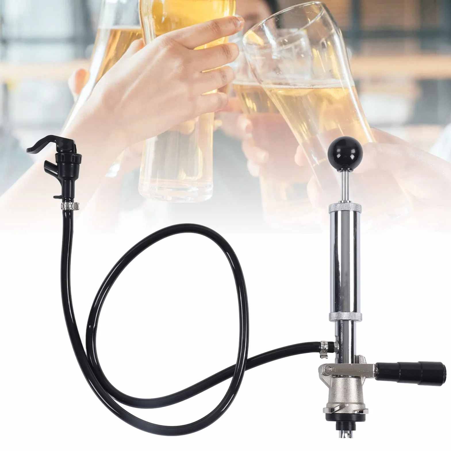 FLEXMAN Pompa per Fusti di Birra, Rubinetto Completo per Impieghi Gravosi, Accoppiatore per Sonda in Acciaio Inossidabile