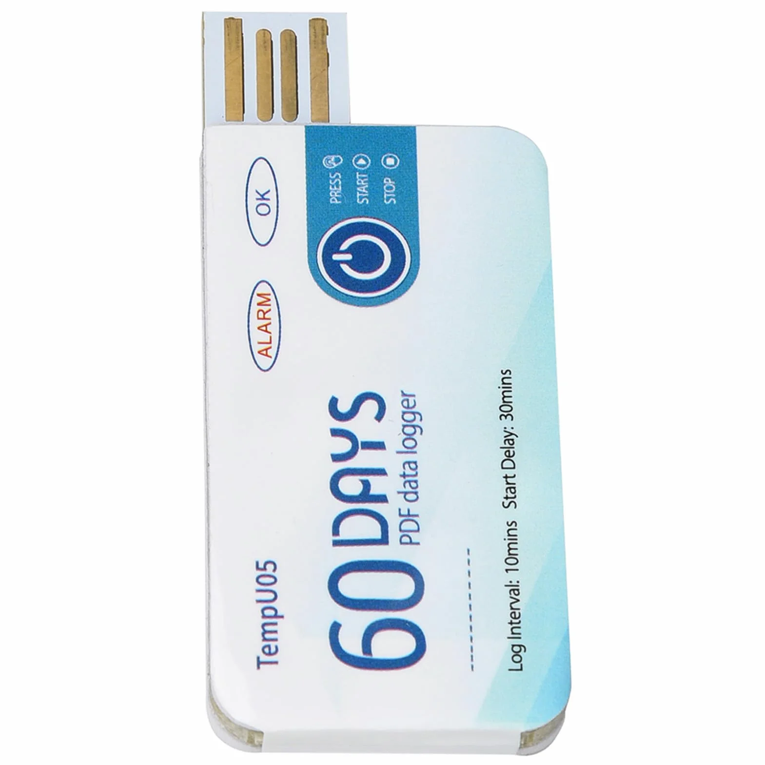 TempU05 Registratore di Temperatura USB Monouso con Report PDF Alta Precisione 67x28mm