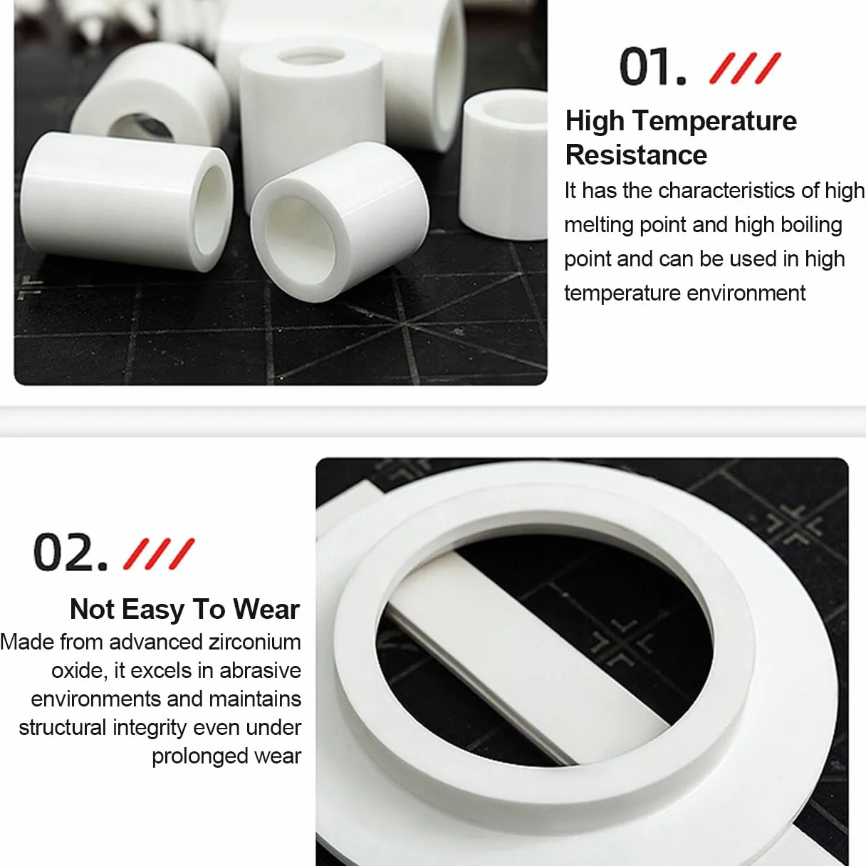 Barre di Isolamento in Ceramica di Zirconia, Specchio, Resistenti all'Usura e Alte Temperature, Lunghezza 10cm, Diametro 3mm