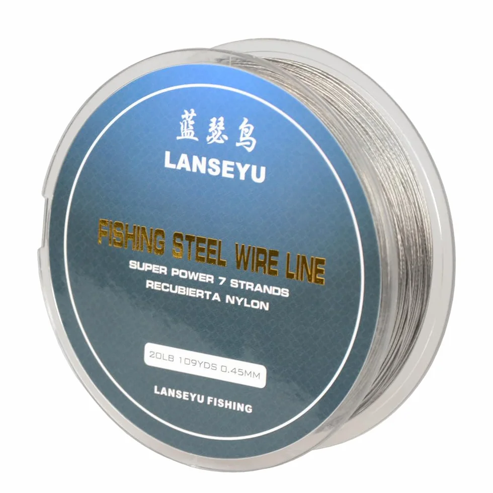 Filo da pesca in acciaio inox 100m 0,45mm 9,1kg 7 fili rivestito nylon