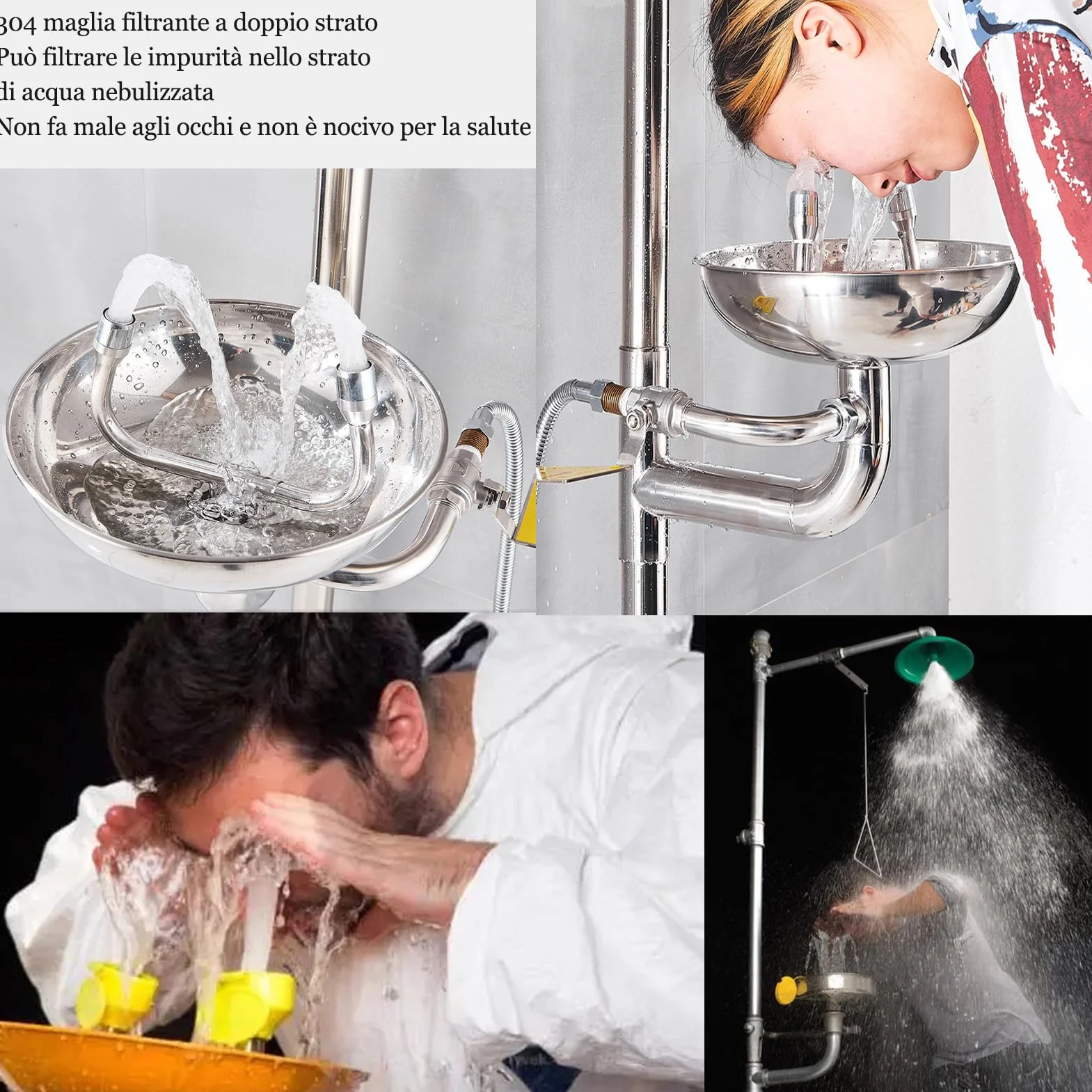 Stazione lavaocchi doccia emergenza combinazione 2 in 1 per fabbrica ufficio laboratorio