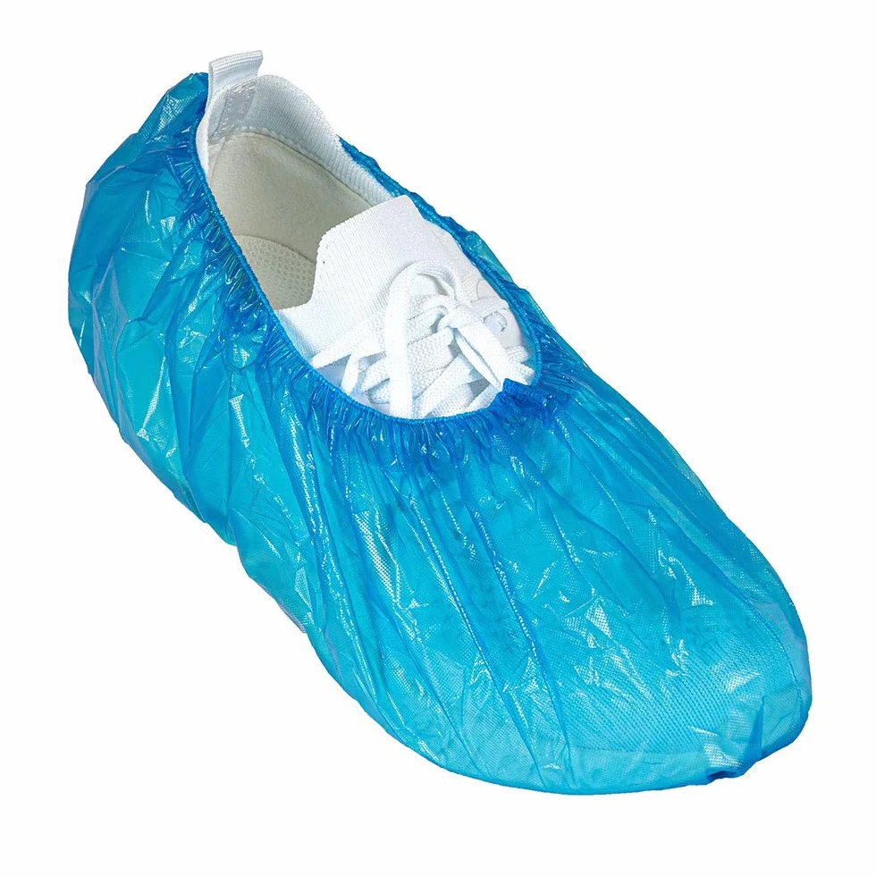 Copriscarpe in PE 100 pezzi usa e getta impermeabile CPE blu