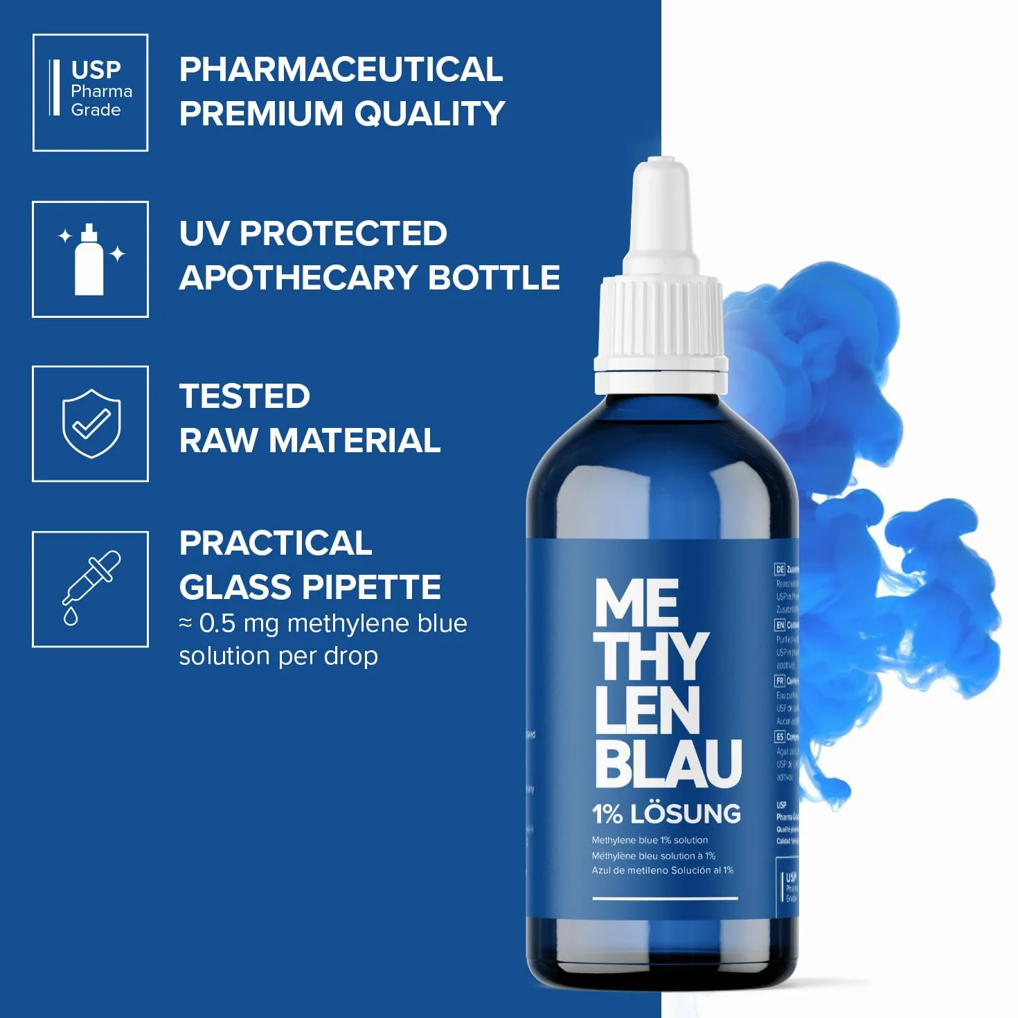 Blu di Metilene 1% USP Qualità Farmaceutica 2x100 ml JUNALI Prodotto in Germania