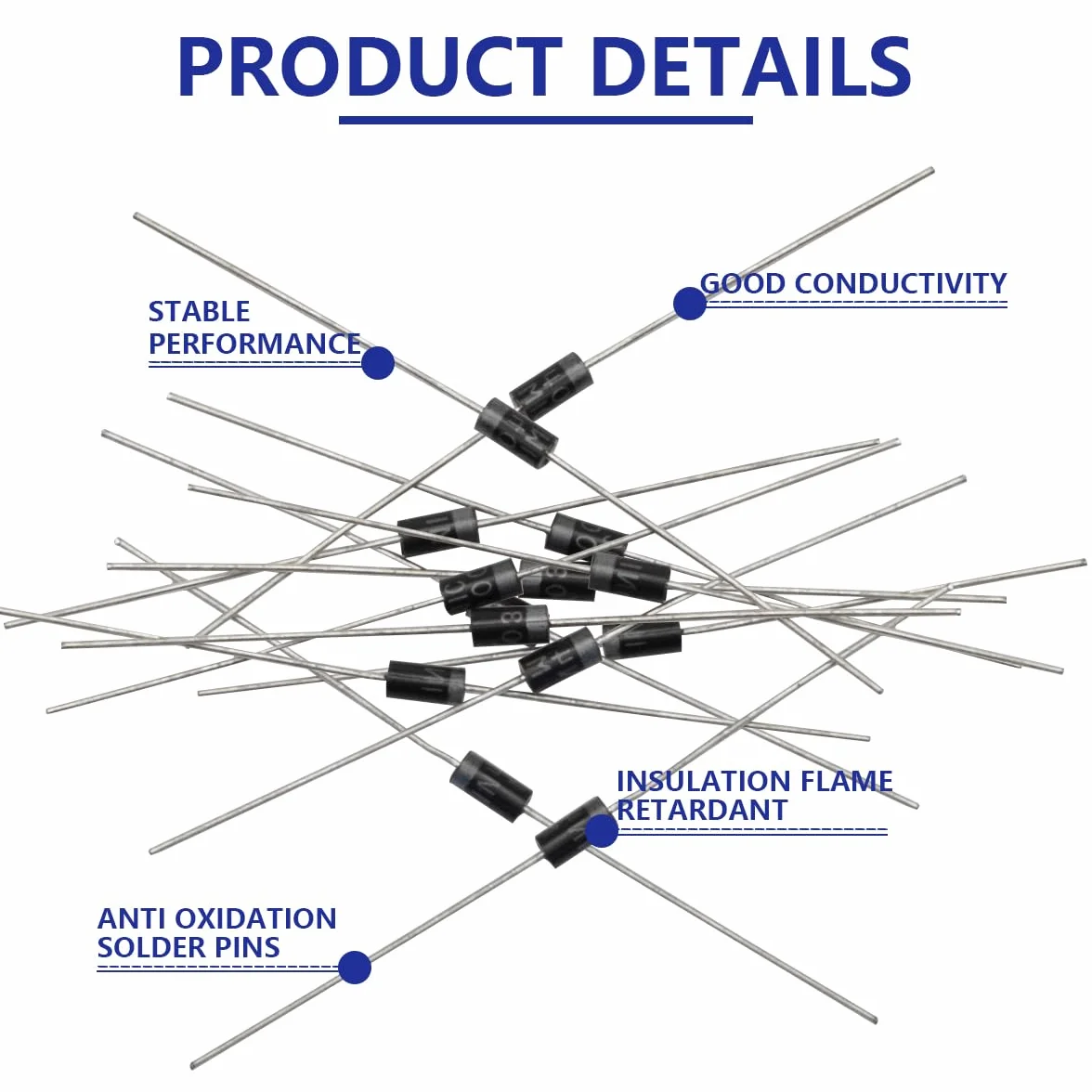 1N4007 Raddrizzatore Diodi Silicone 1A 1000V 100Pcs