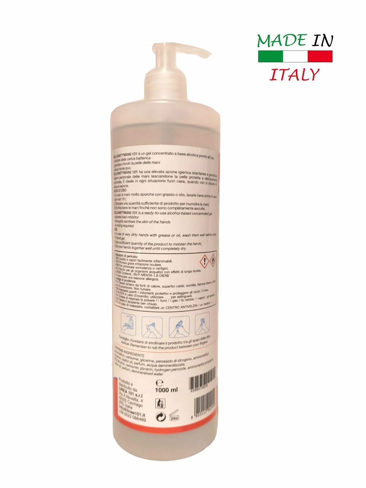 Sanity 101 Tanica Gel Igienizzante Mani Con Alcool Superiore Al 70%, Elimina Al 99% Batteri Senza Utilizzo Di Acqua - 1000 ml