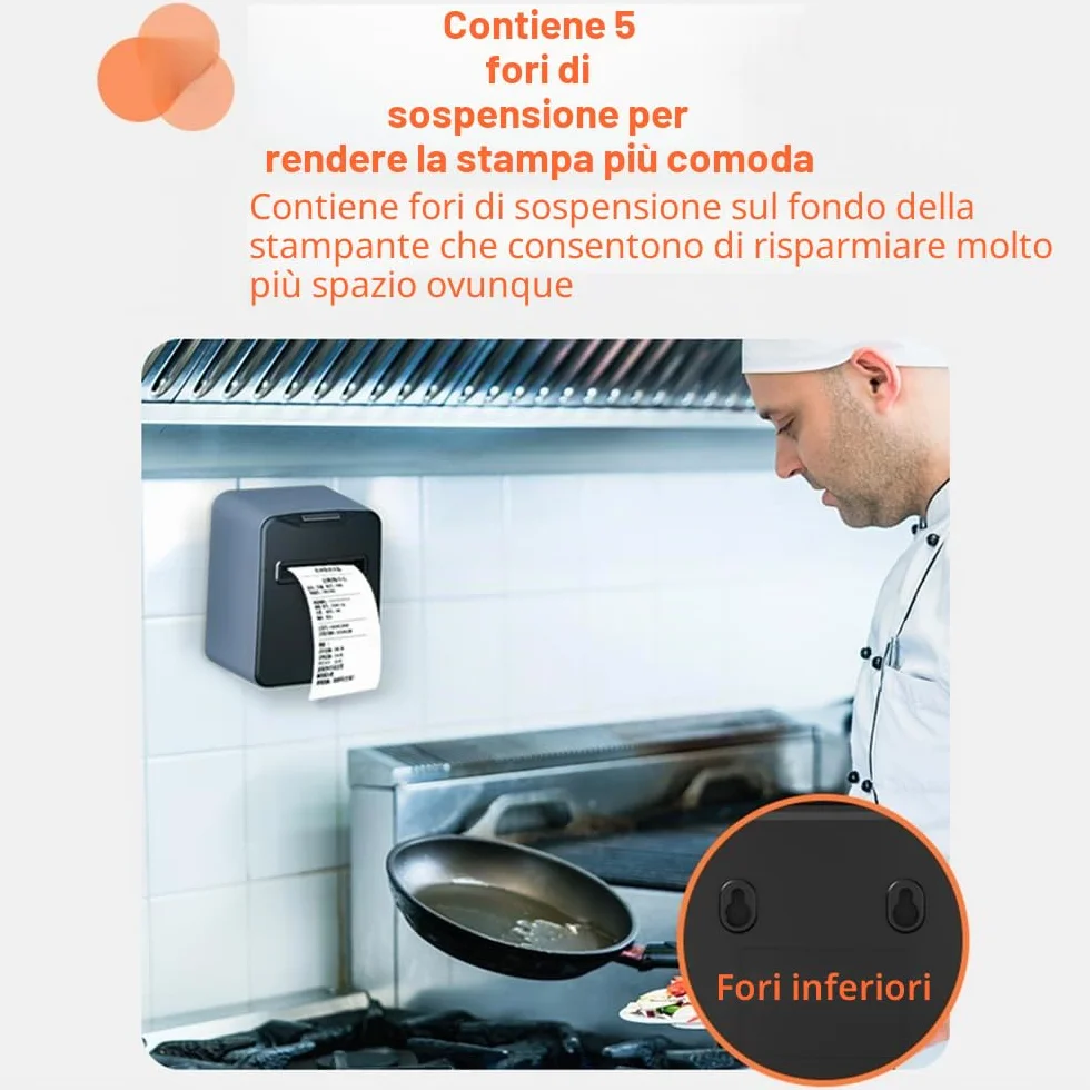 Shuaiguō stampante multifunzione per etichette e ricevute termiche 80 mm, connessione USB e LAN, taglio automatico, grande contenitore di carta, supporto ESC/POS