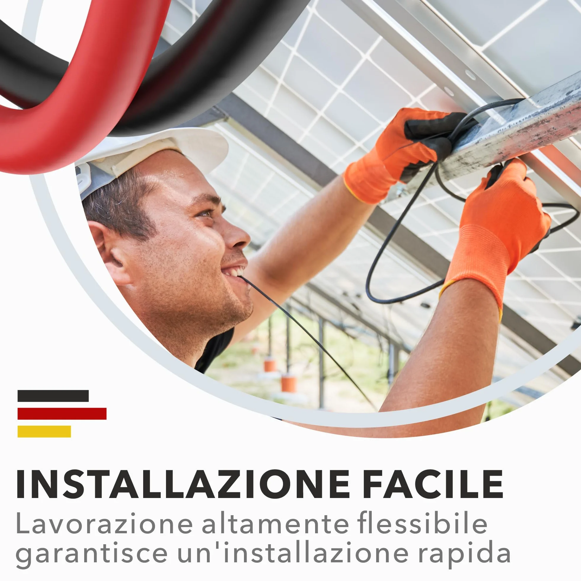 Cavo Solare di Prolunga 4mm² 2m IP68 RedStar24 per Pannello Solare Inverter