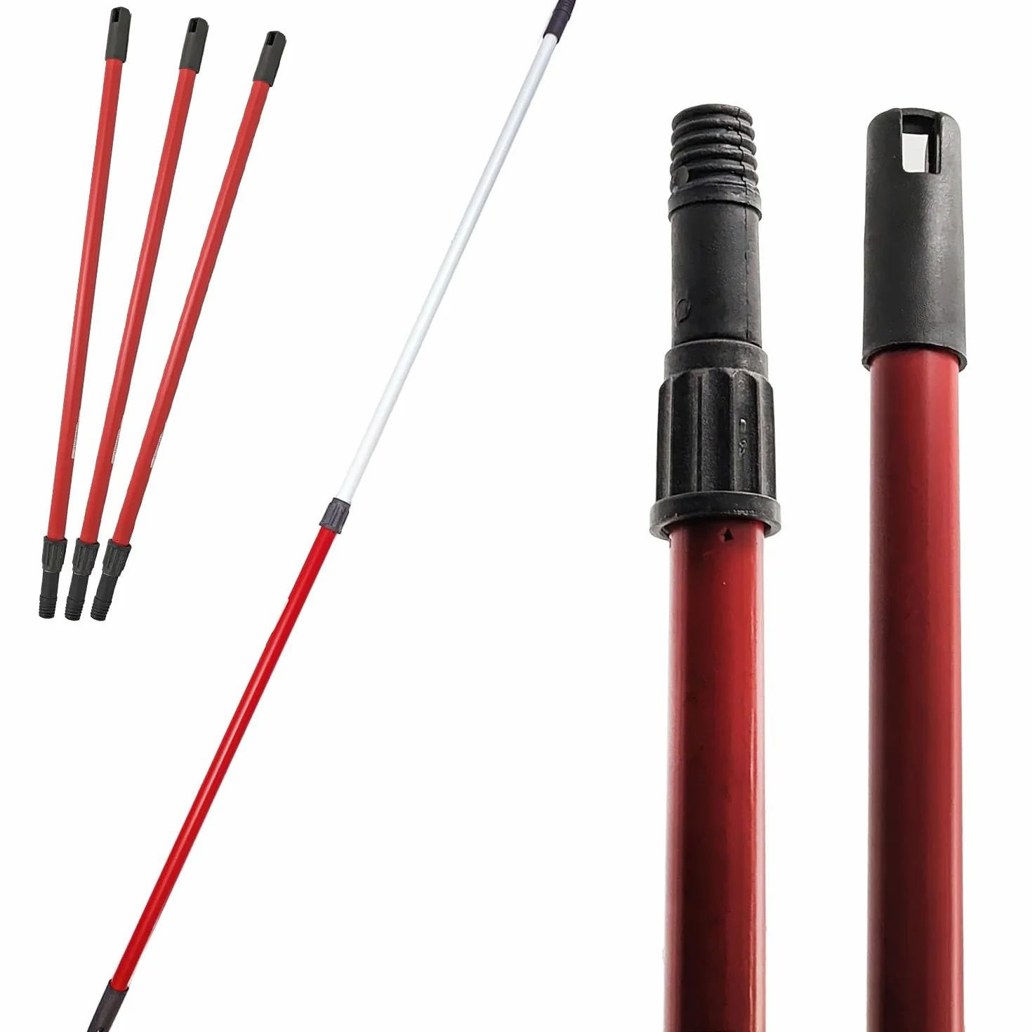 Sicignano Manico Telescopico per Scopa Universale Allungabile 77-150 cm Rosso Plastica Alluminio