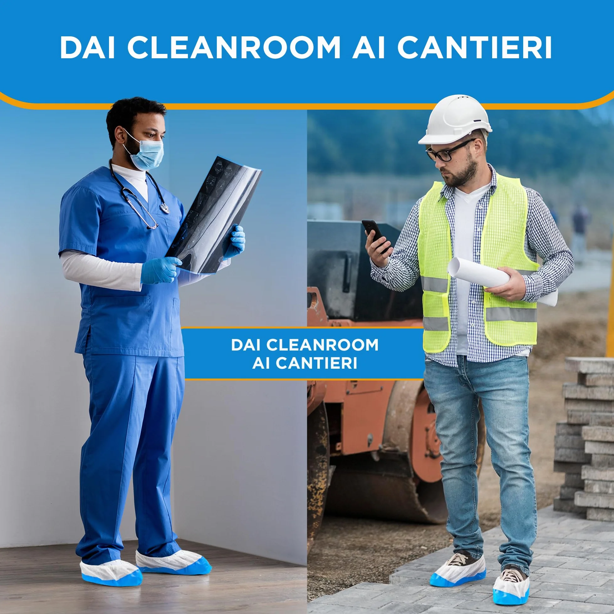 Copriscarpe monouso usa e getta impermeabili antiscivolo extra forti suola rinforzata 100 pezzi