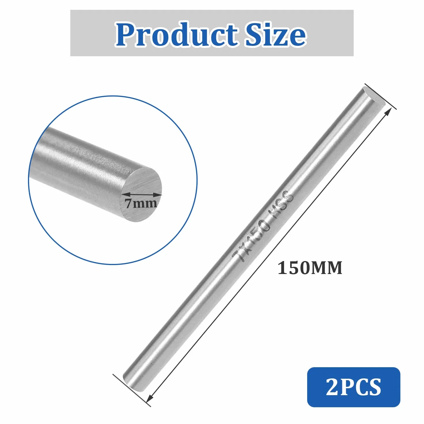 Youzzei 7 mm x 150 mm barre rotonde in acciaio per tornio