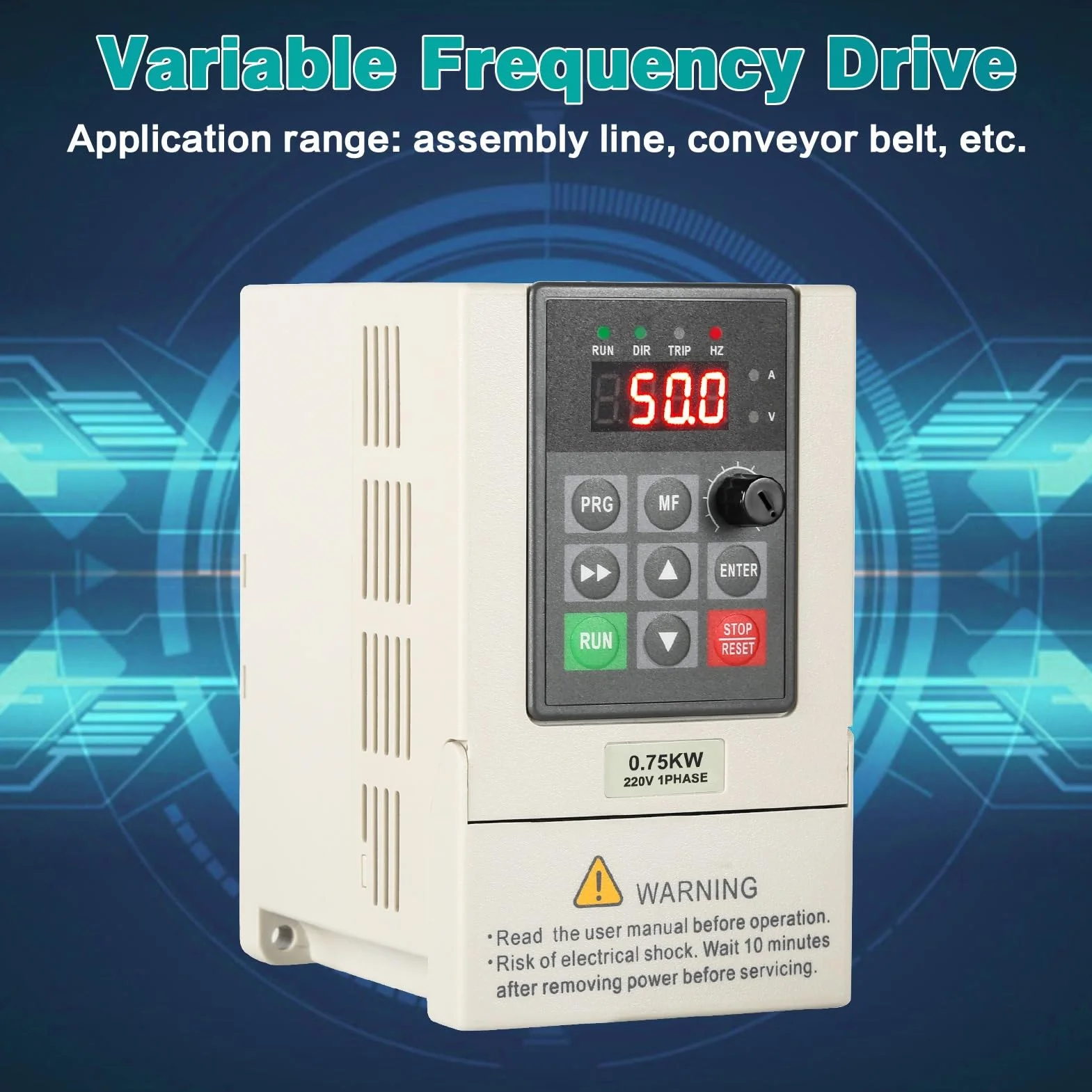 Jadeshay Inverter 220 380 Convertitore di Frequenza Ingresso Monofase 220V Uscita Trifase 380V 0,75KW Inverter per Motori CNC Modello JLS-E-2S-0.7GB-4T (con Cavo di Estensione 2m)